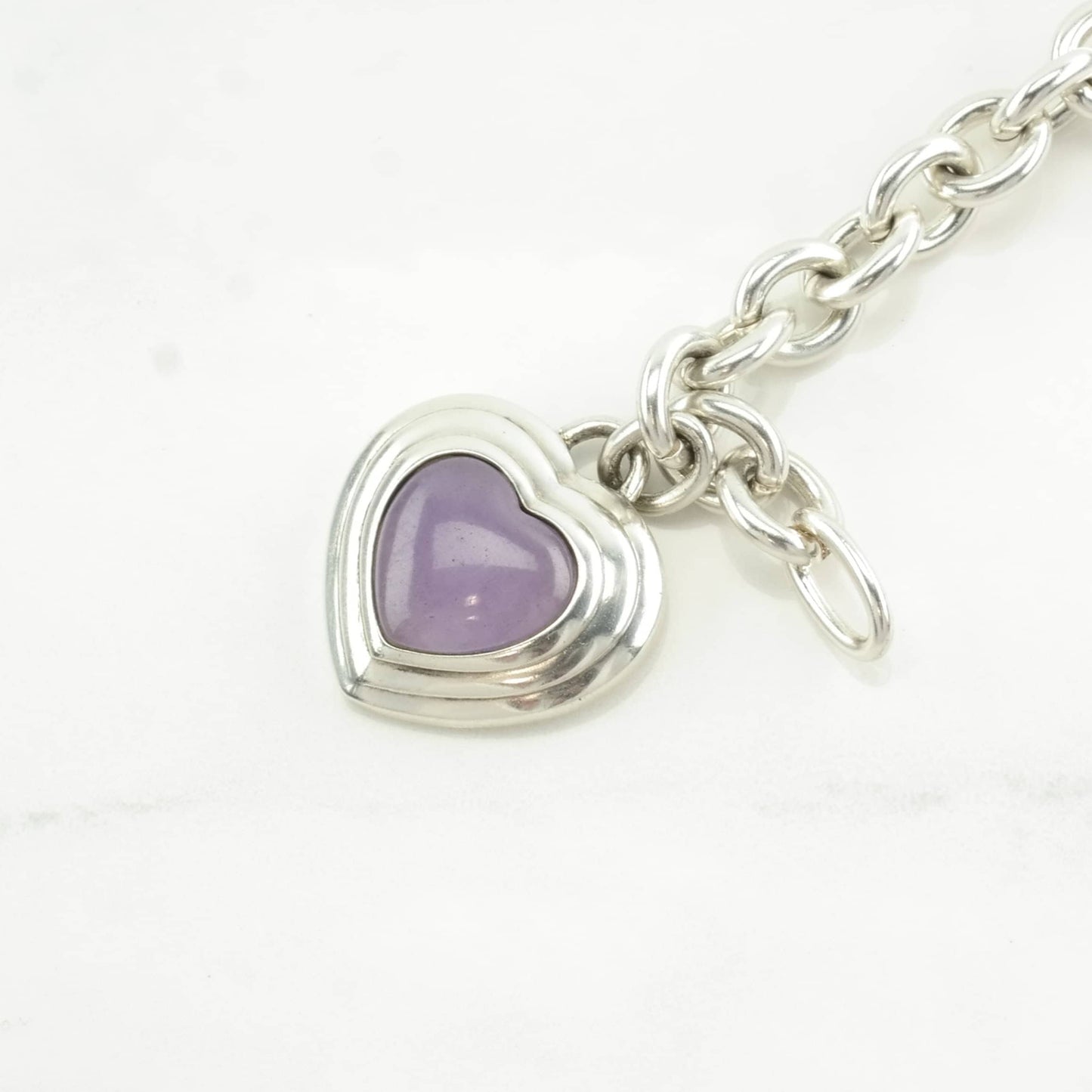 Choice: Vintage Sterling Silver Link Bracelet Heart Charm