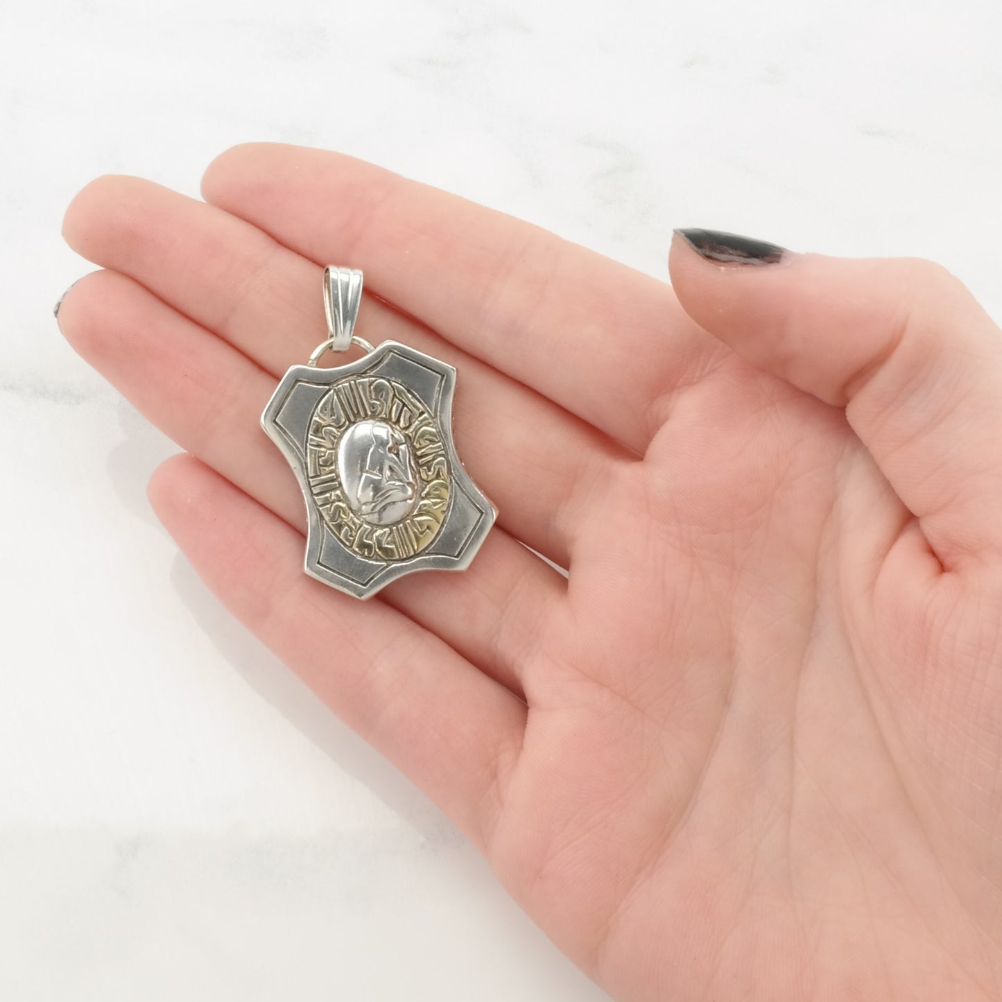 Vintage Crest "The Battle is The Lords" Sterling Silver Pendant