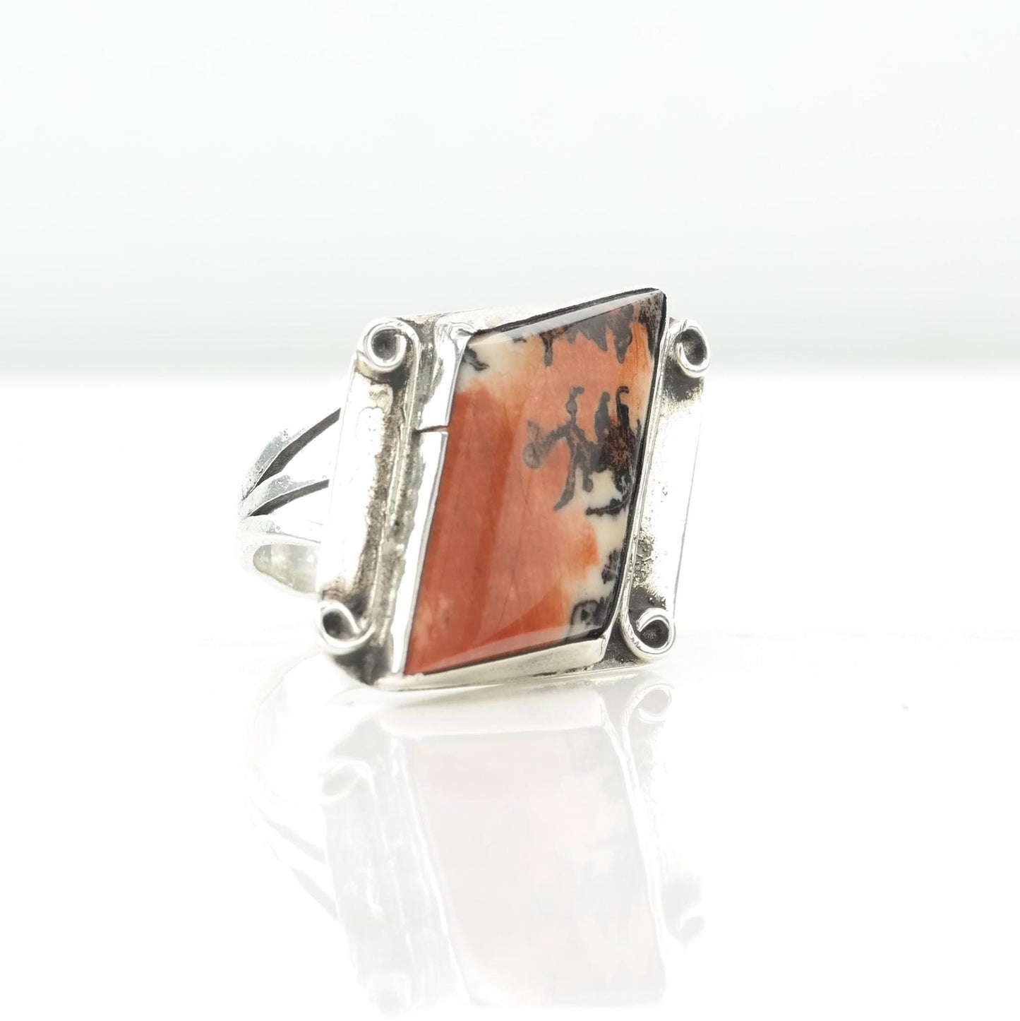 Vintage Southwest Petrified Wood Silver Ring Sterling