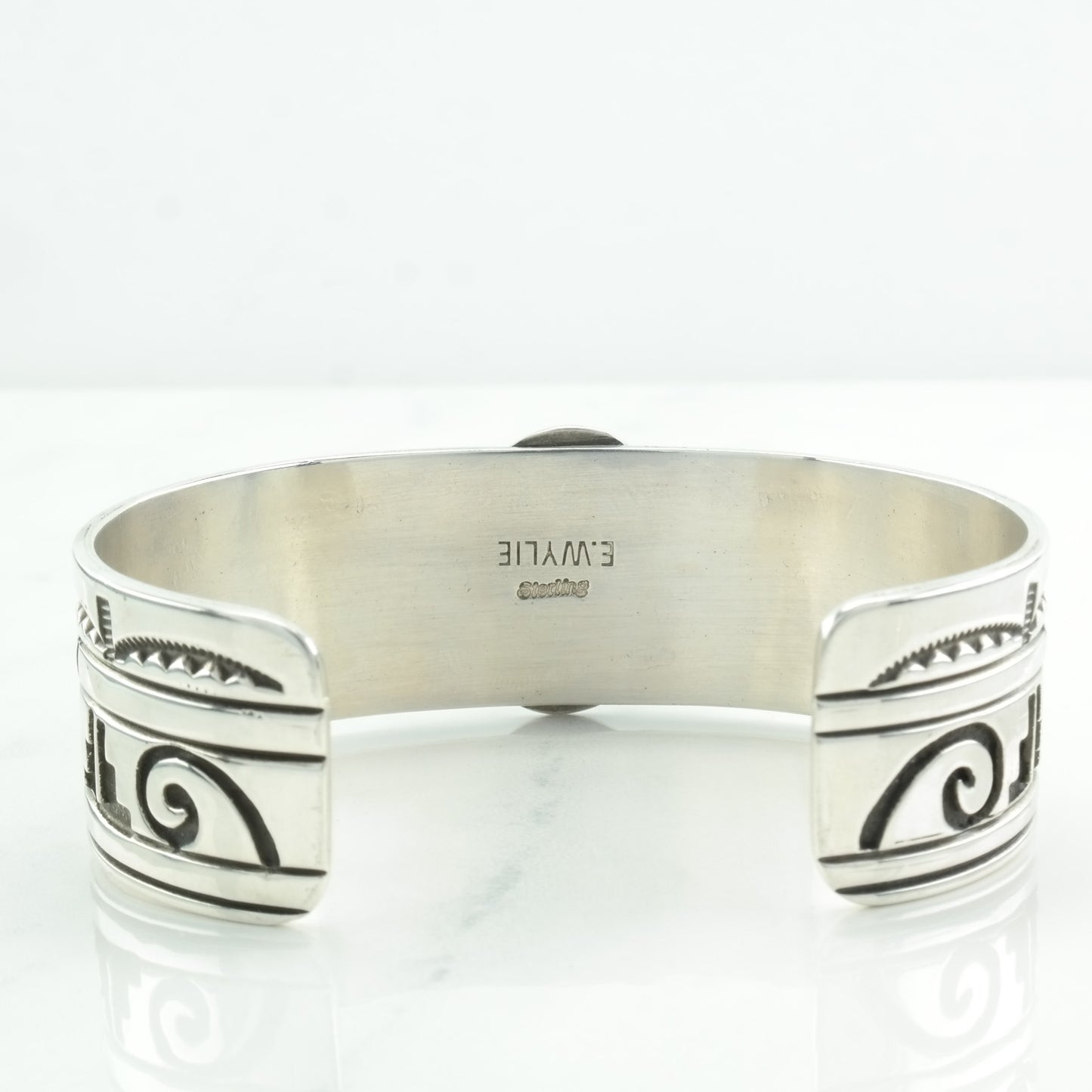 Navajo Sterling Silver Cuff Bracelet Blue Turquoise Overlay