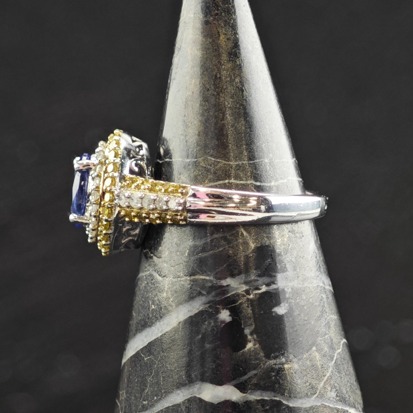 Tanzanite & Diamond Sterling Silver Ring Sz 6 R6599
