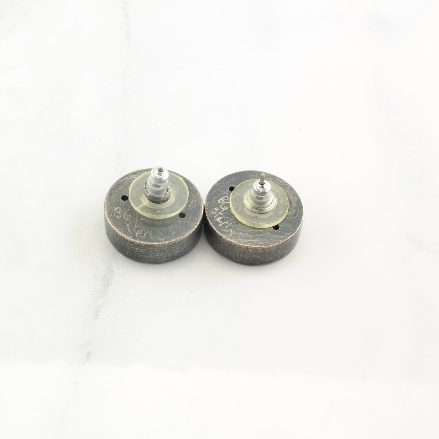 Earrings Sandra Entirlene Sterling Silver Circle Oxidised Stud