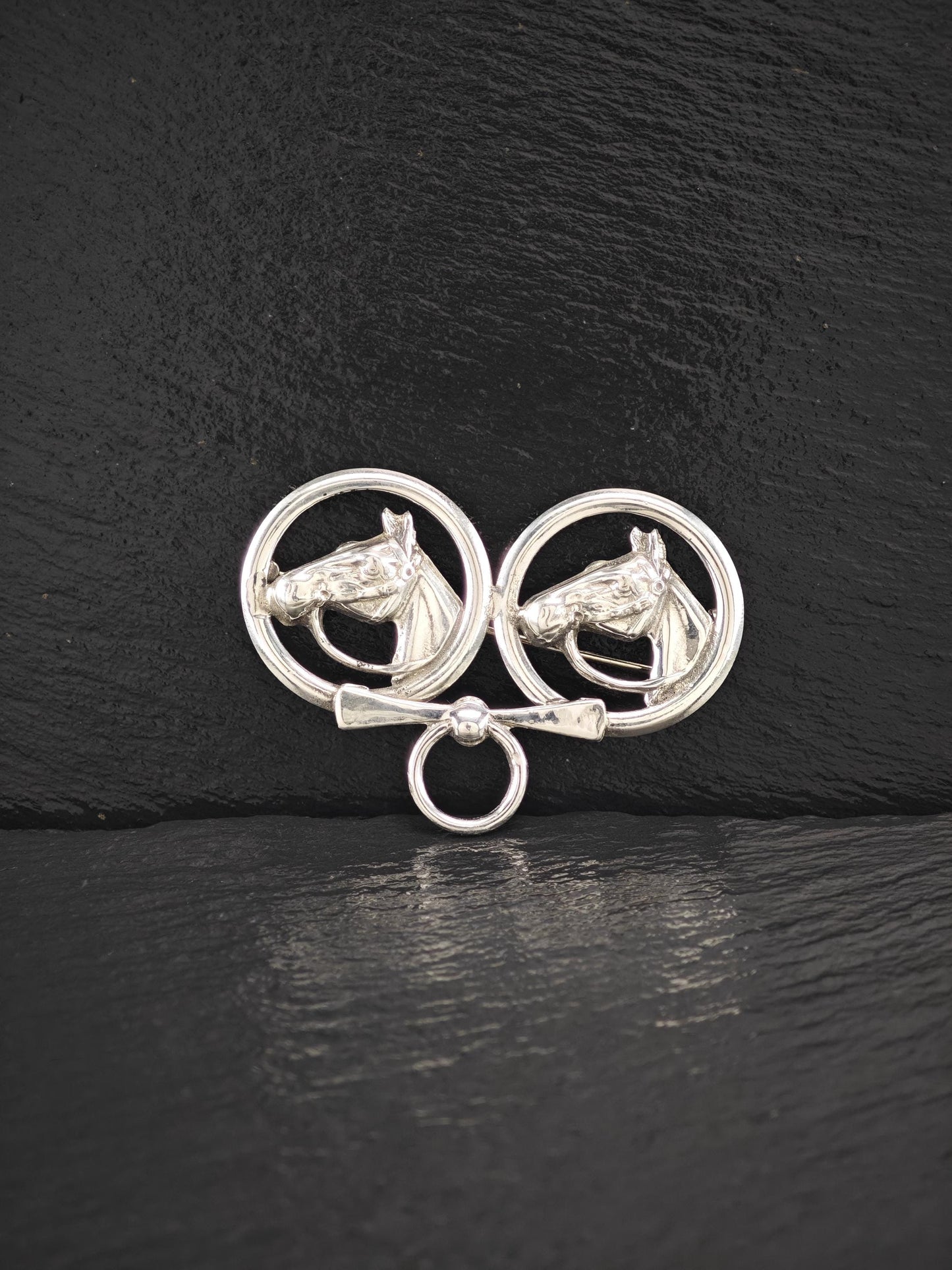 Vintage Equestrian, Horses Brooch Sterling Silver