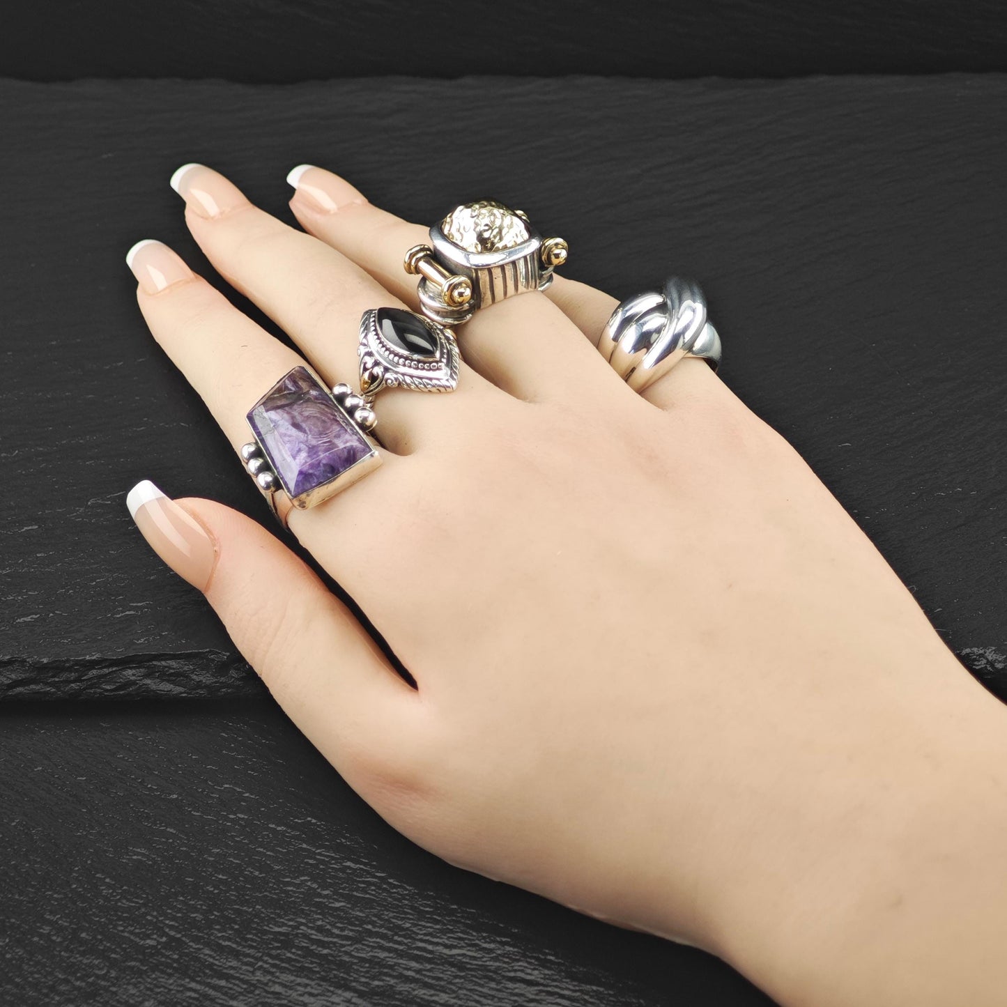 Charles Krypell Abstract Dome Ring Sterling Silver Size 5 1/4