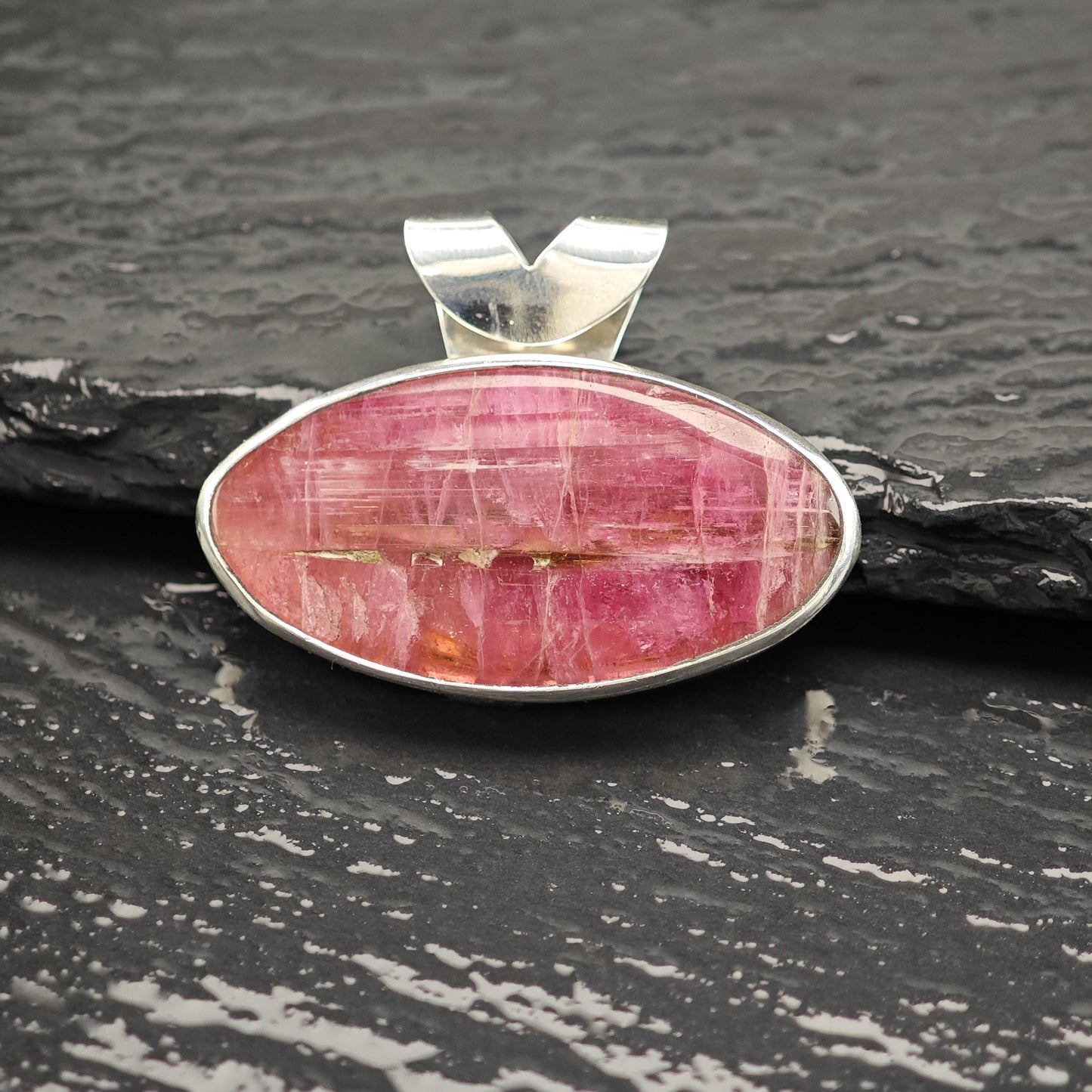 Vintage Pink Gemstone Pendant Sterling Silver