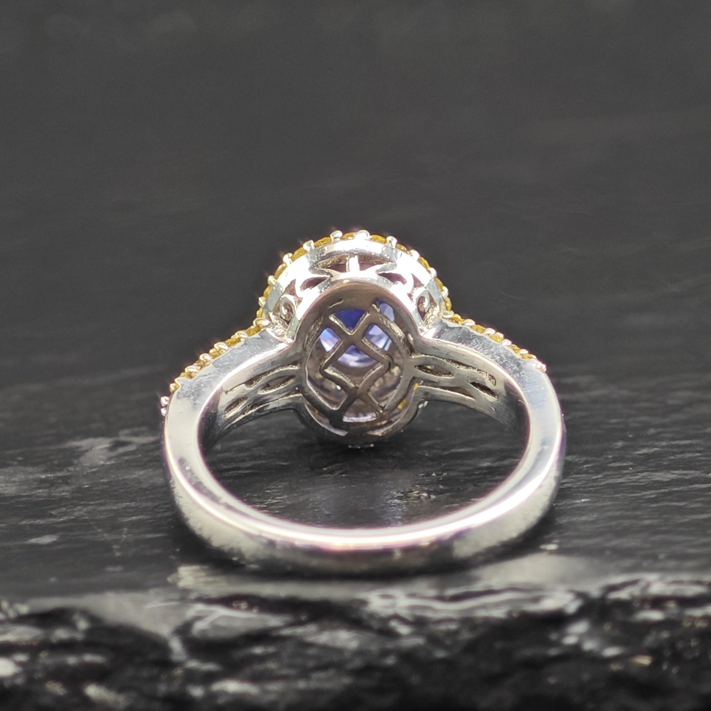 Tanzanite & Diamond Sterling Silver Ring Sz 6 R6599