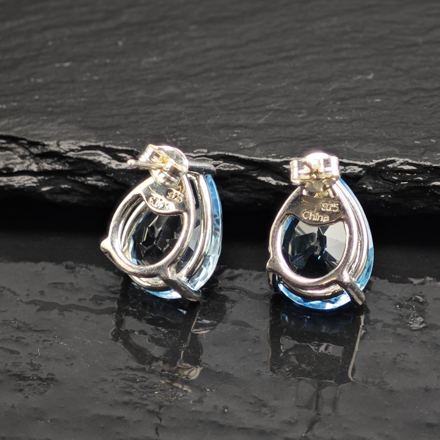 20cttw Topaz Teardrop Stud Sterling Silver Earrings ER3122