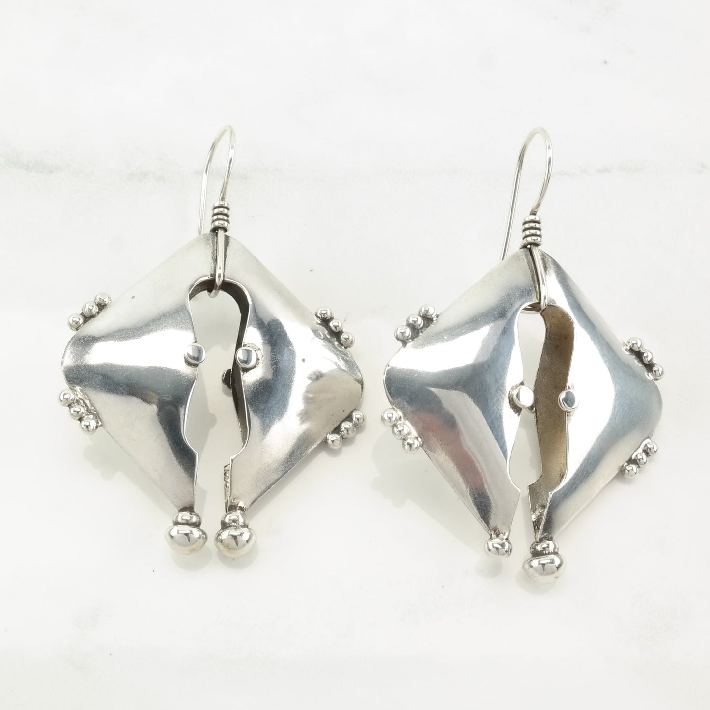 Sterling Silver Abstract Earrings Fish Hook