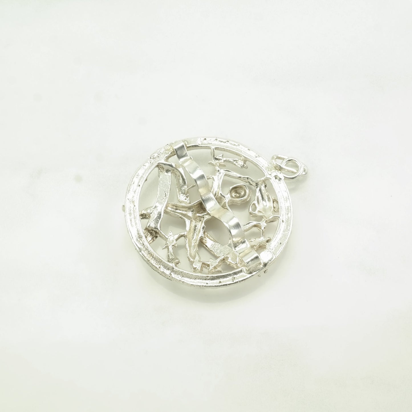 Vintage Antique, Art Nouveau Aquarius Figure, Zodiac Sterling Silver Pendant