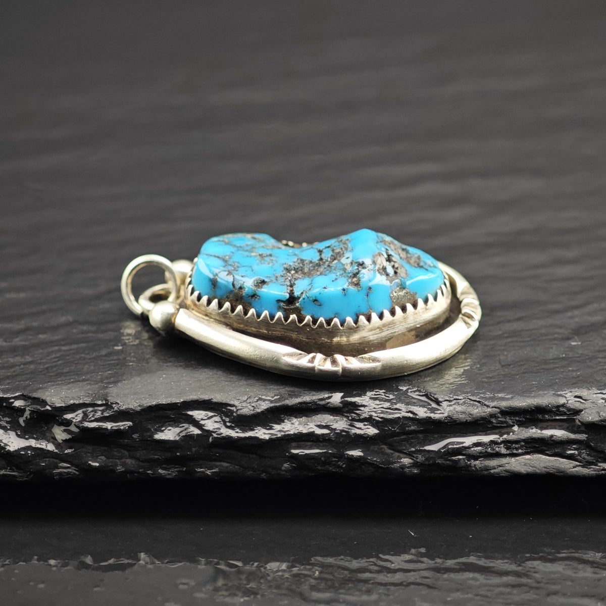 SW Spiderweb Turquoise Sterling Silver Pendant P3122