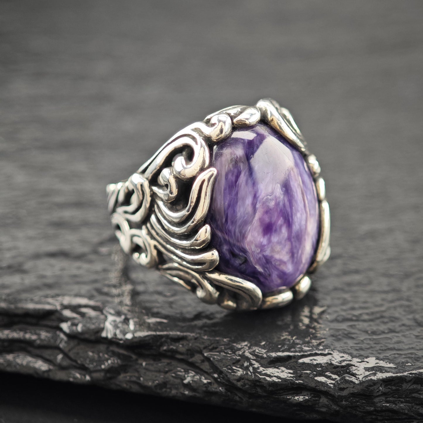 Carolyn Pollack Charoite Ring Sterling Silver Sz 7
