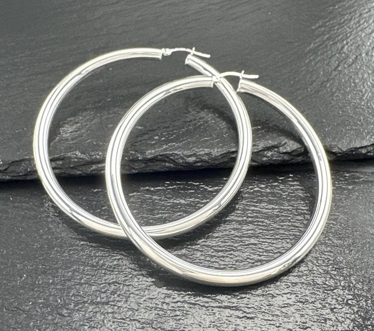 XL Sterling Silver Hoop Earrings: Large Size (2 7/8" Wide)