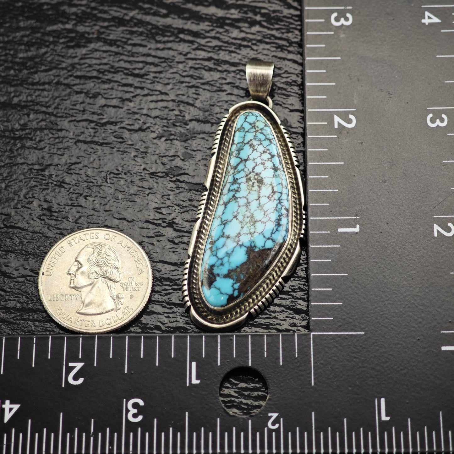 Michael Perry Spiderweb Turquoise Sterling Silver Pendant P3077