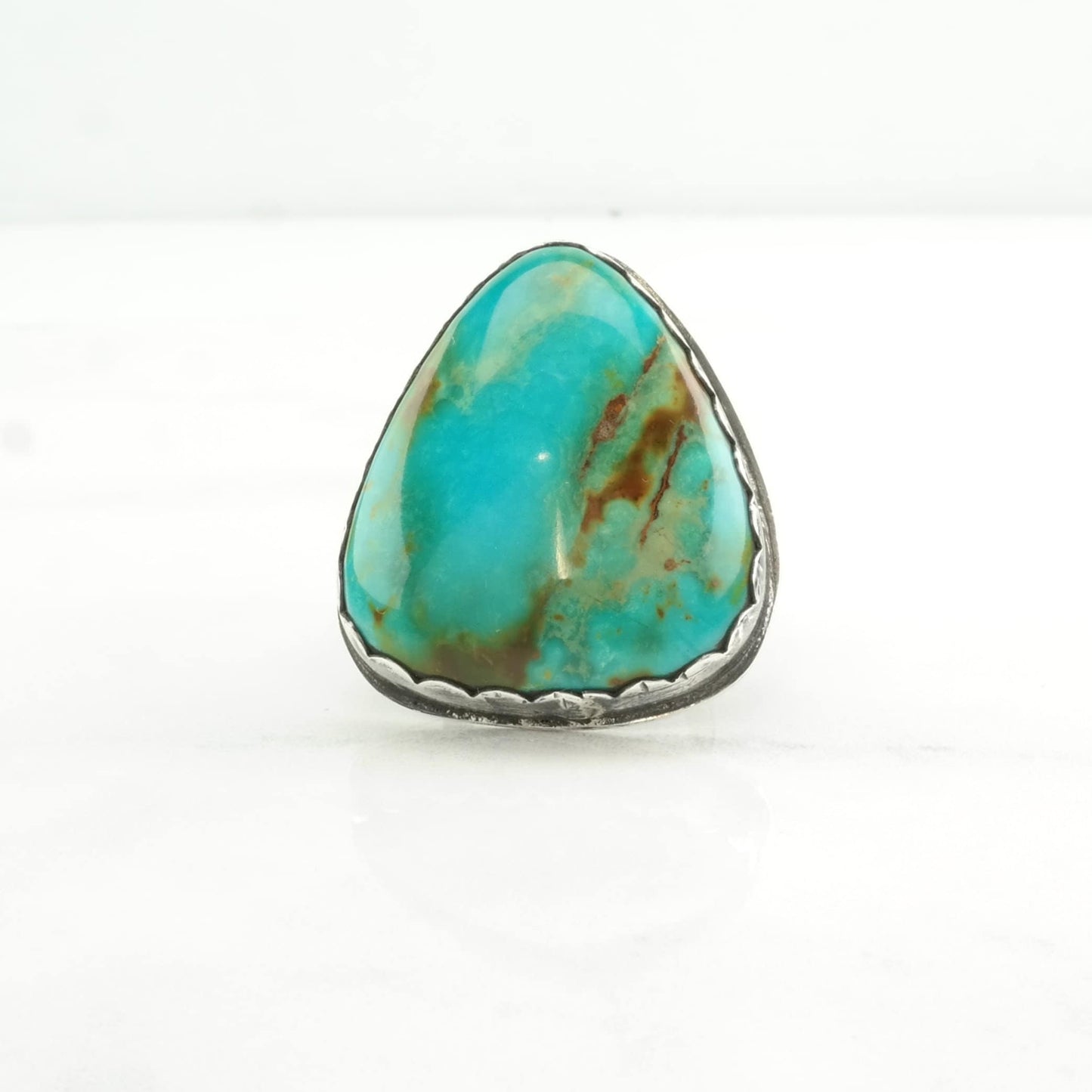 Southwest Silver Ring Turquoise Large Sterling Blue Size 5 1/2