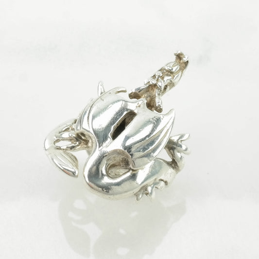 Handmade Silver Ring Dragon Sterling Size 6 3/4