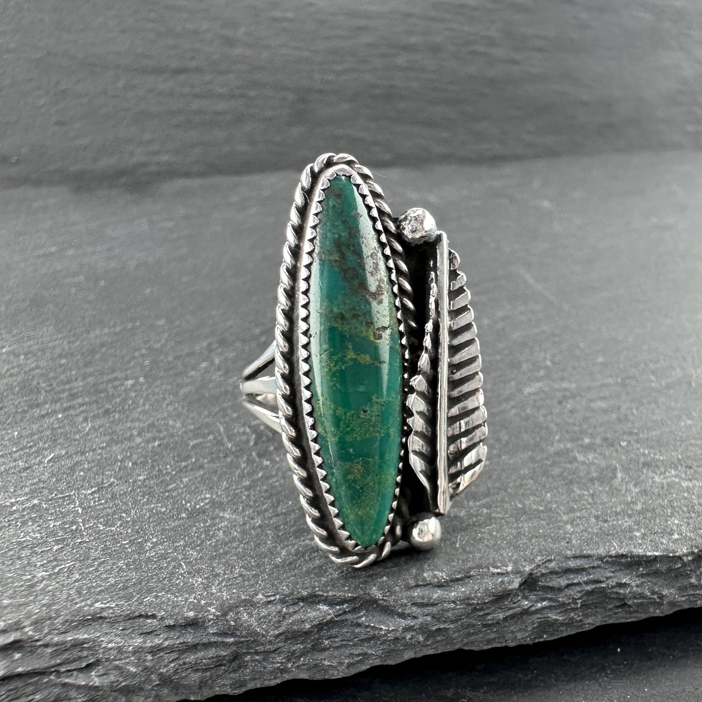 Native American, Green Turquoise Ring Sterling Silver