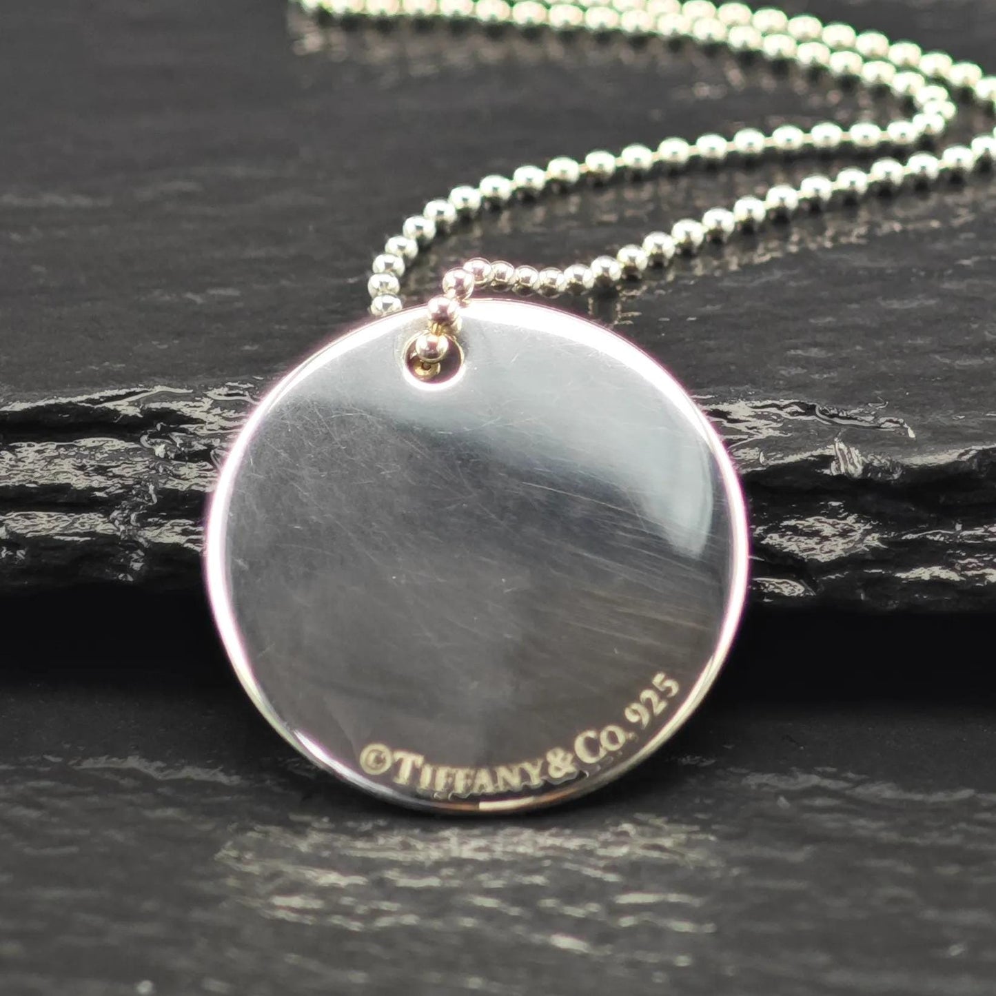 Vintage Tiffany & Co. Sterling Silver Round Pendant 19mm Necklace