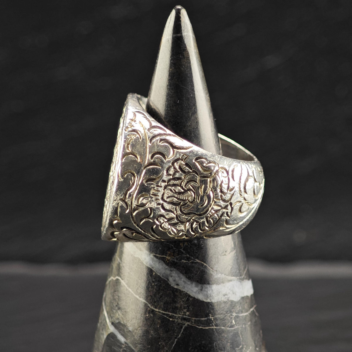 Heavy Koi Fish Sterling Silver Ring Sz 8 1/4 R6877