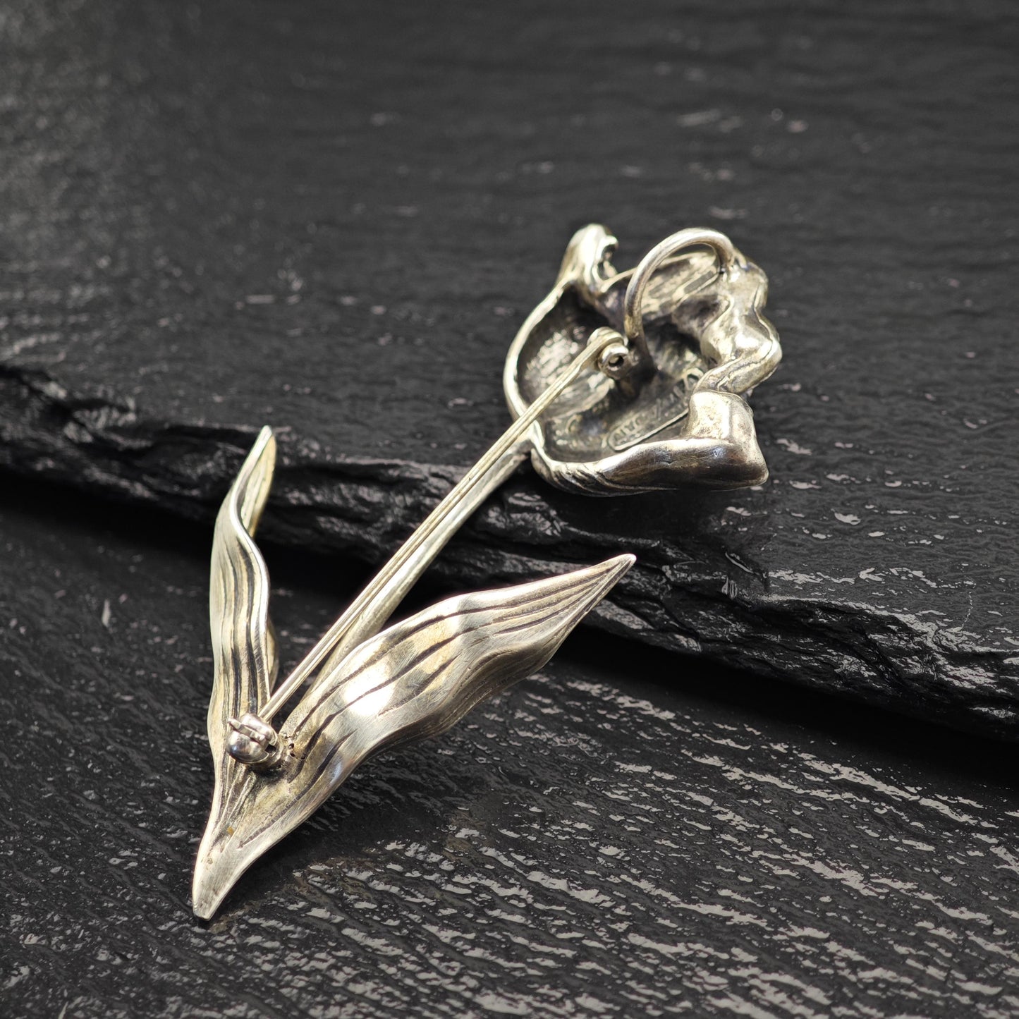 Floral Sterling Silver Brooch Pendant - Elegant MFA Design