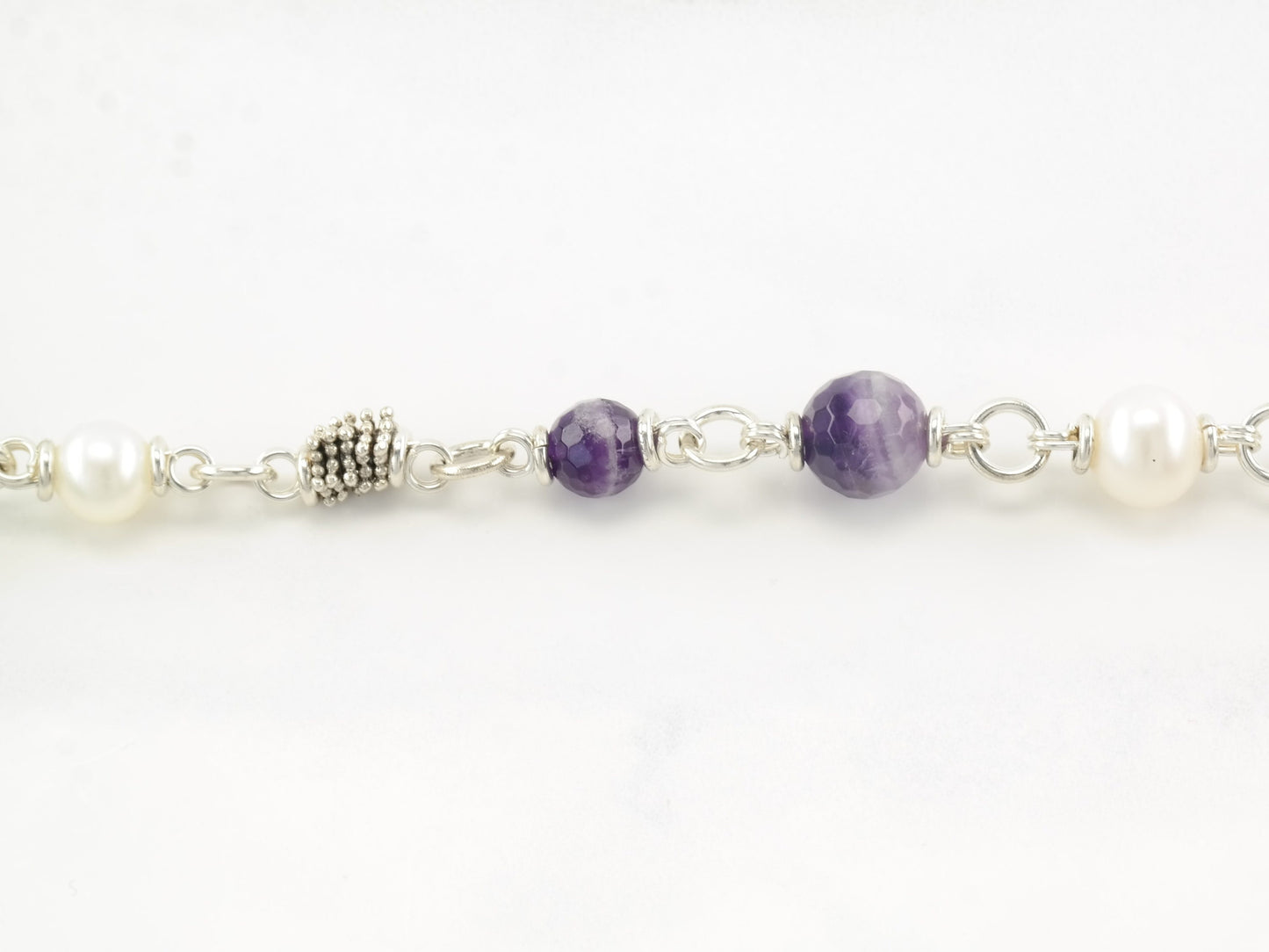 Michael Dawkins Sterling Silver Amethyst, Pearl Line Bracelet