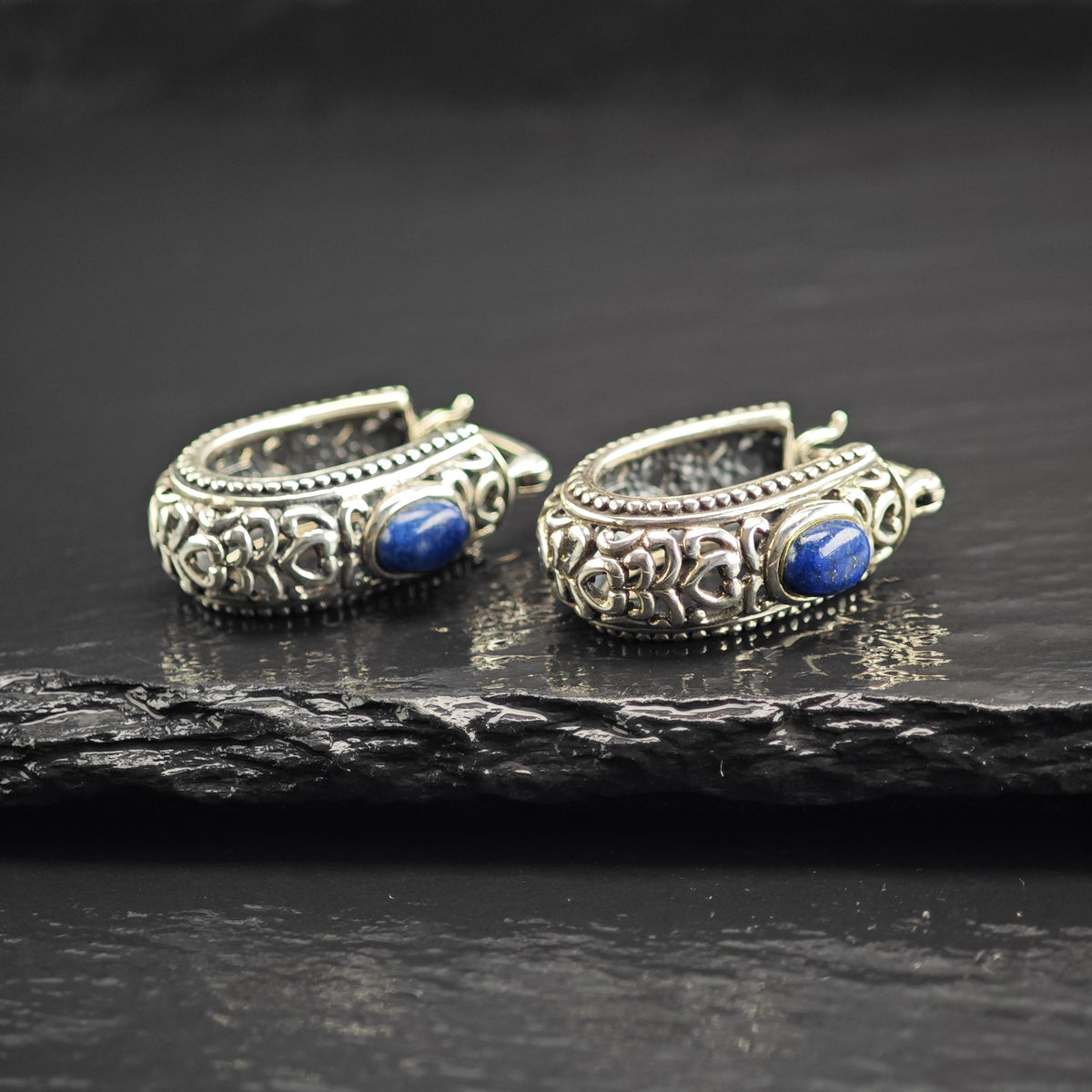 Vintage Lapis Sterling Silver Dangle Earrings ER3207