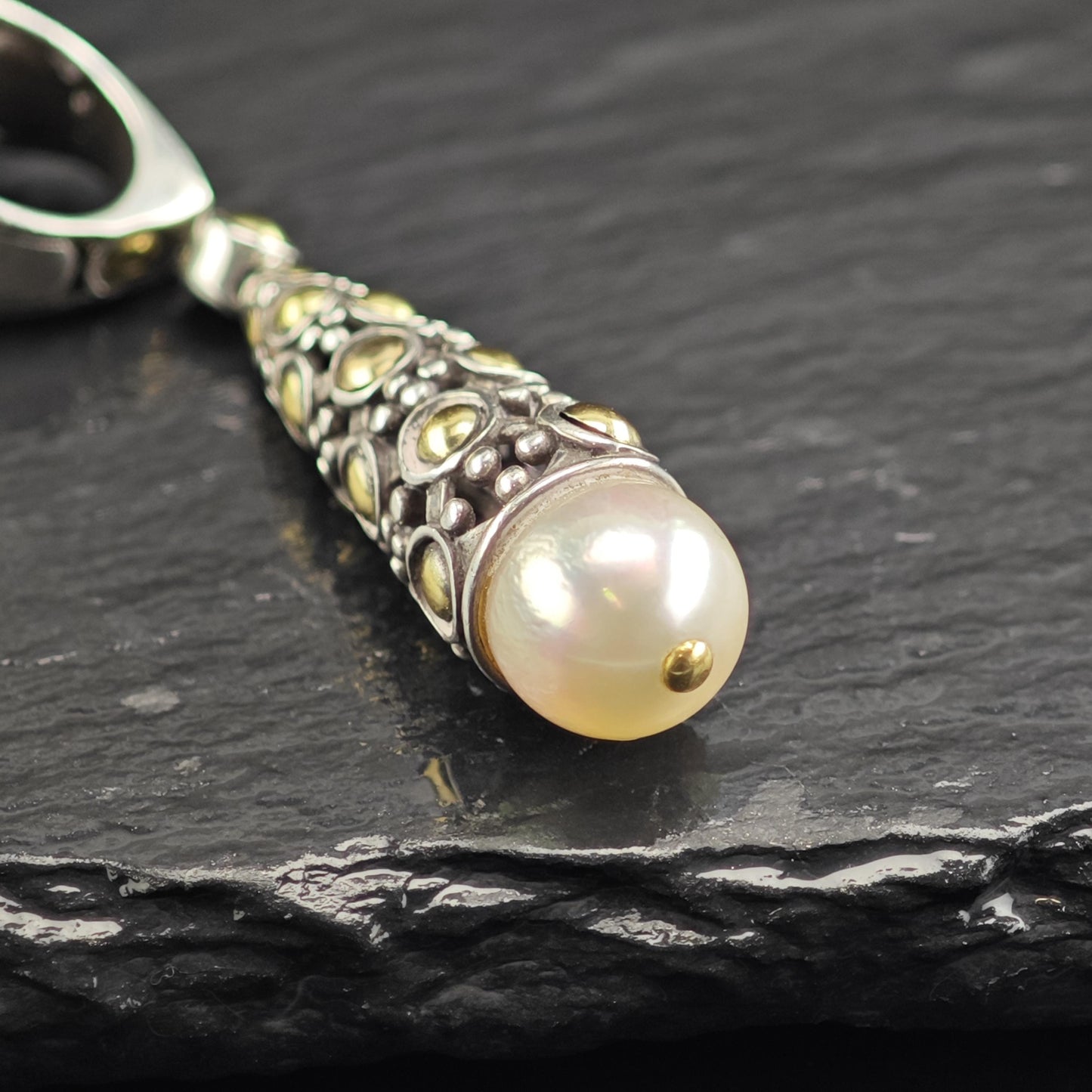 John Hardy 18K Gold Accents, Pearl Sterling Silver Pendant P3040