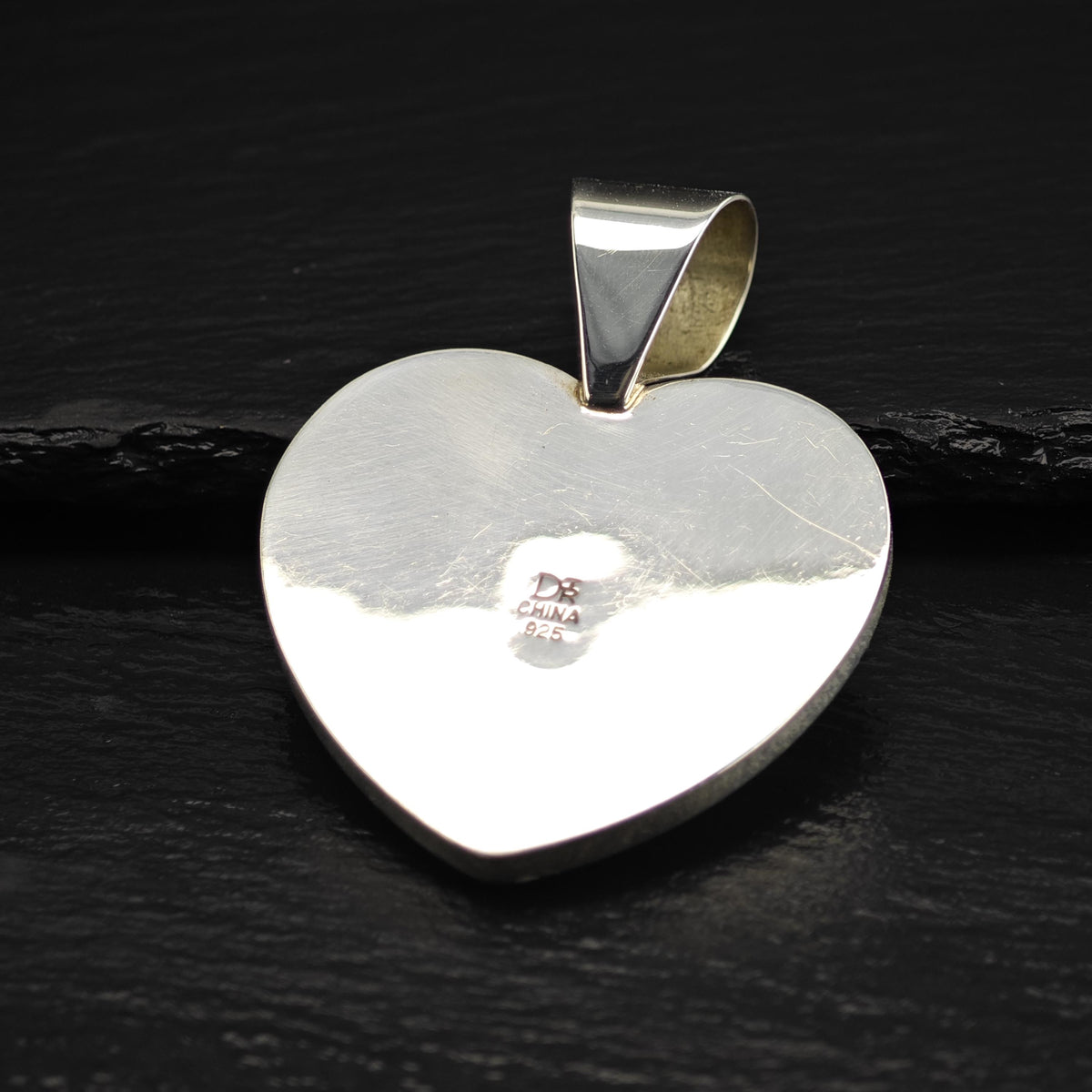 Large DTR Lapis, MOP Inlay Heart Sterling Silver Pendant P3089