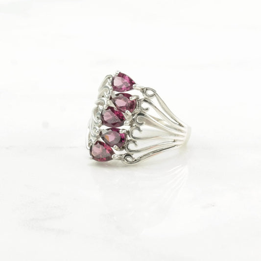 Sterling Silver Ring Garnet Pink Size 7