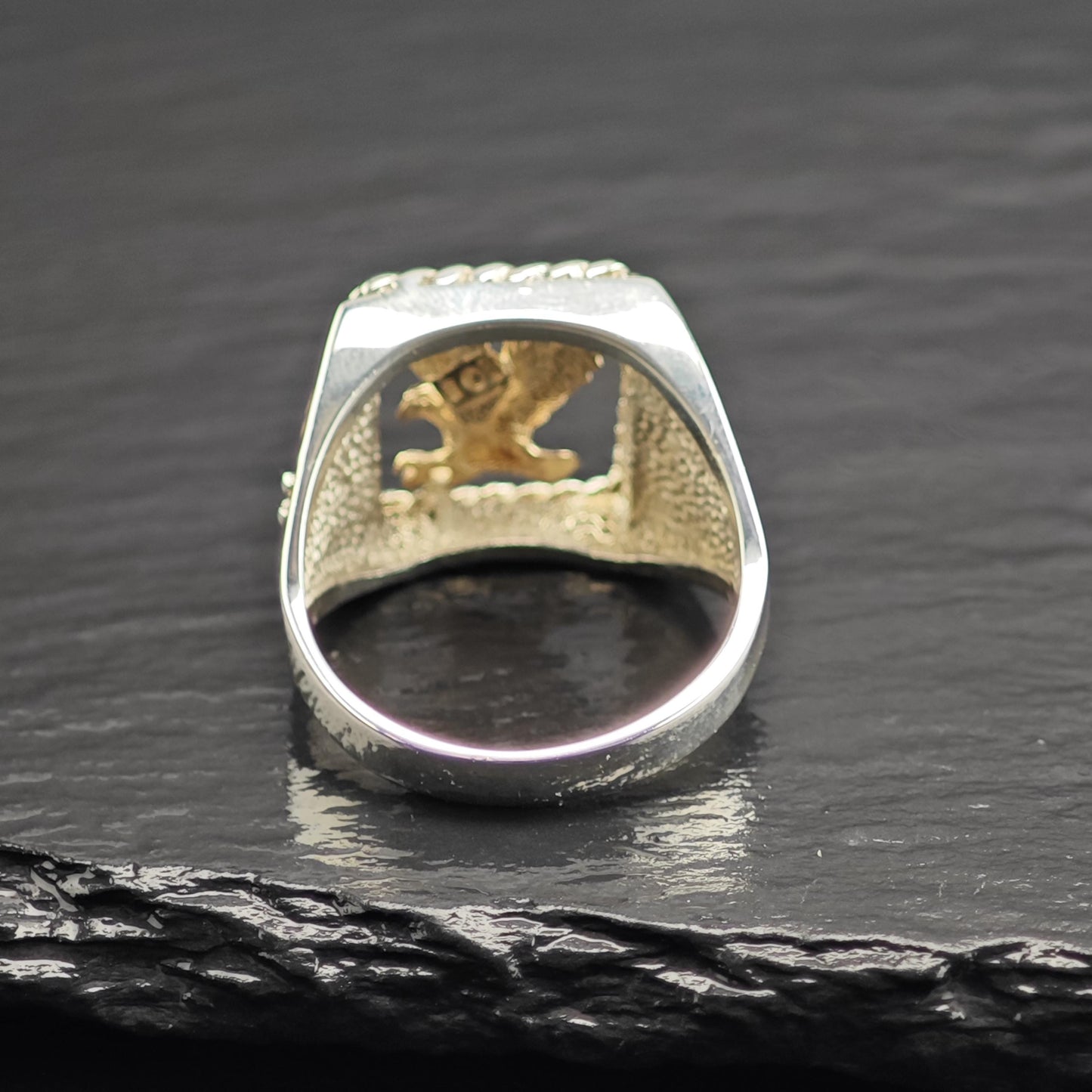 CCO Hills Tri-Color 10K Gold Eagle Sterling Silver Ring Sz 11 R6716