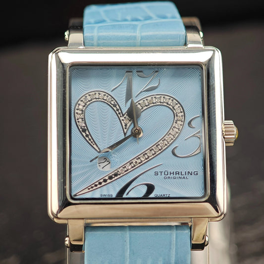 NWT Stuhrling Swiss Quartz Blue Watch Stainless Steel 5"-7" BR2944