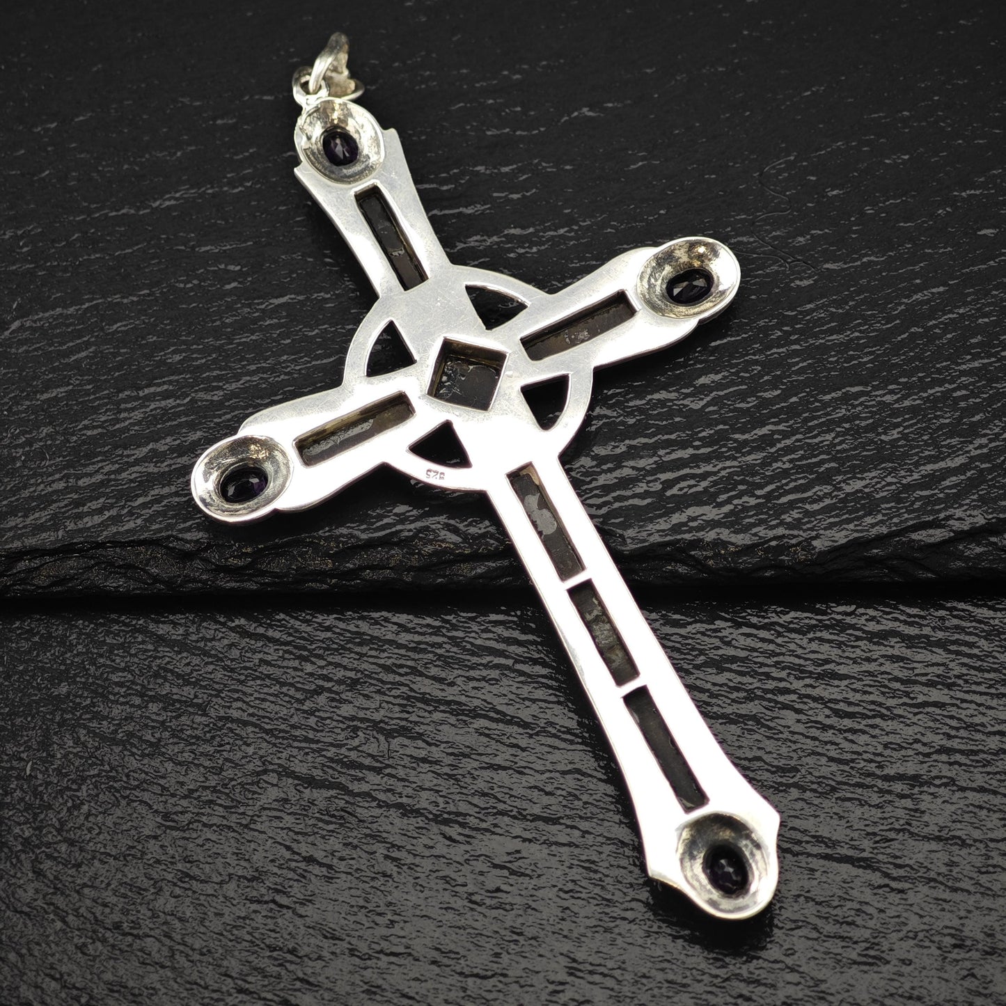 Sterling Silver Cross Pendant XL Gemstone (3" x 5.8") P2830
