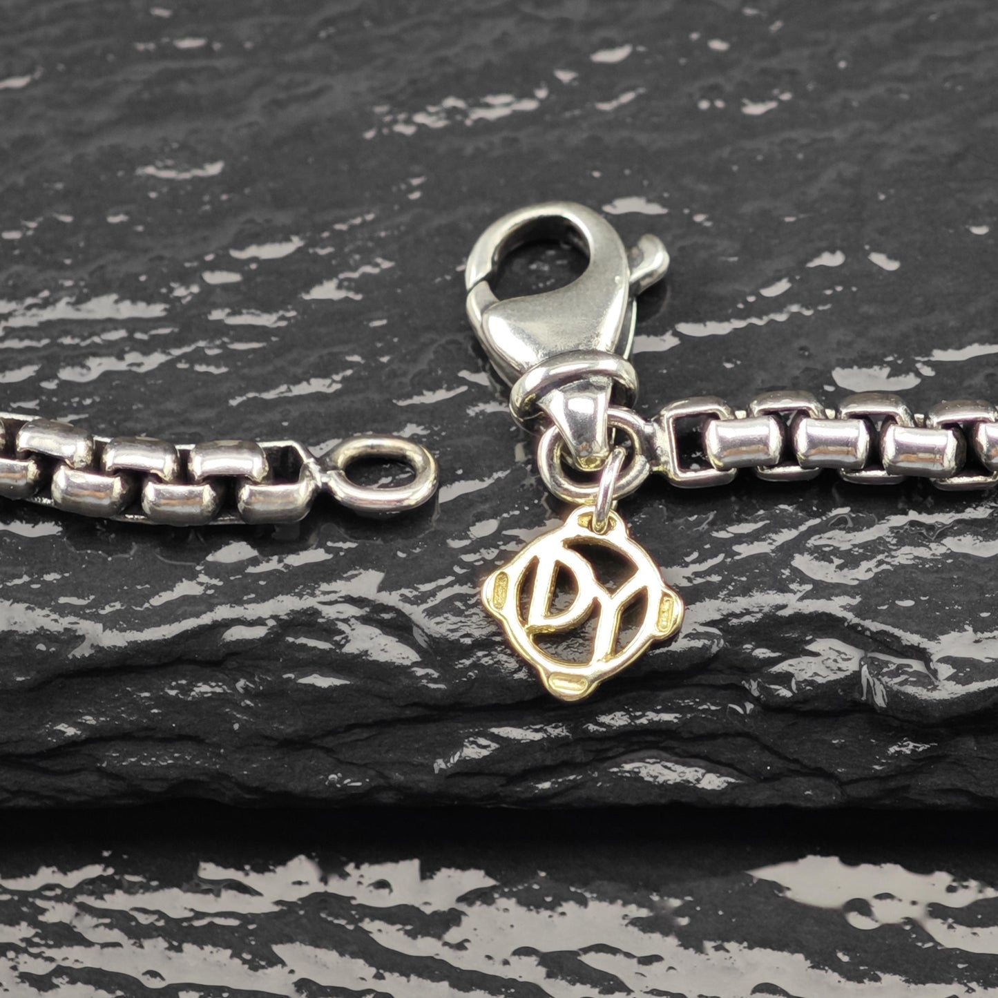 Vintage David Yurman Sterling Silver, 14K Gold Tag 3.6mm Box Chain Necklace