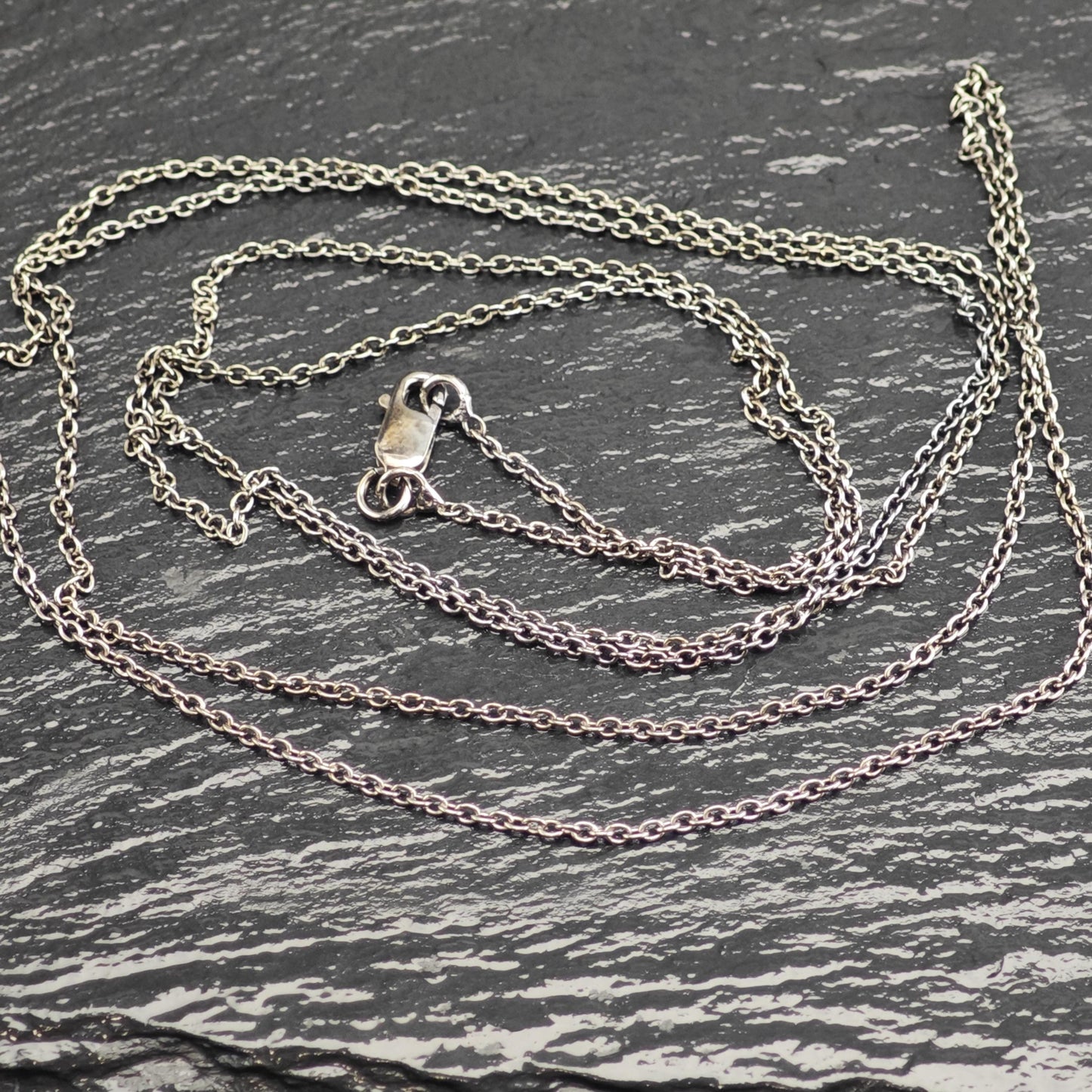 Black Oxidized Link Chain Sterling Silver Necklace N2763