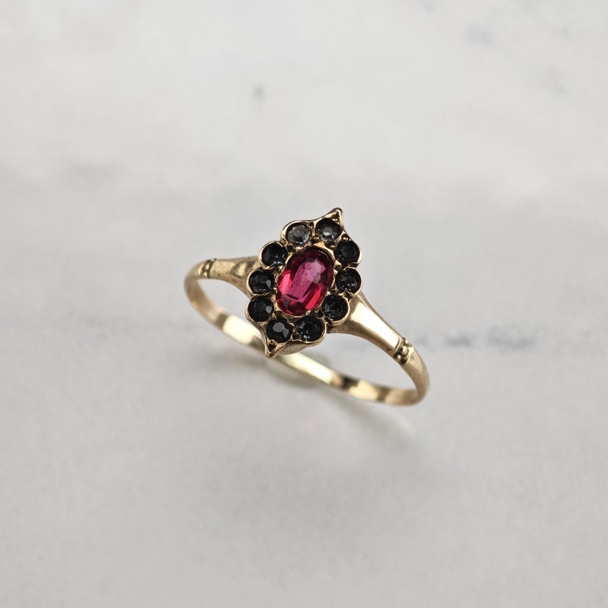 Victorian Paste 8K Yellow Gold Ring Sz 7 R6781