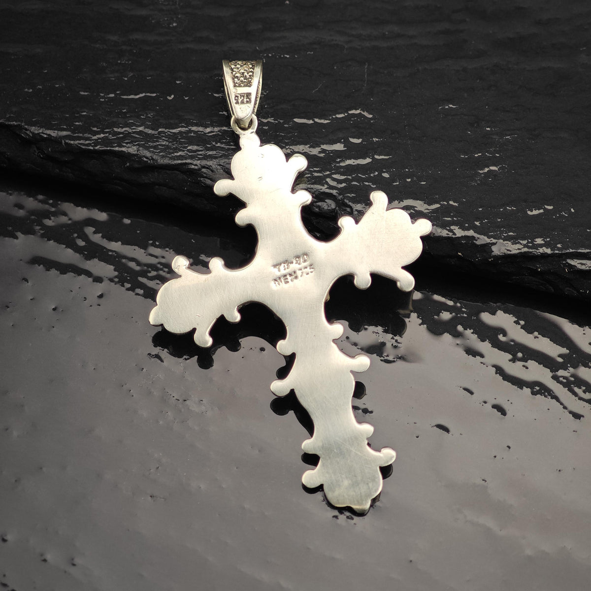 Taxco Floral Cross Sterling Silver Pendant P3138