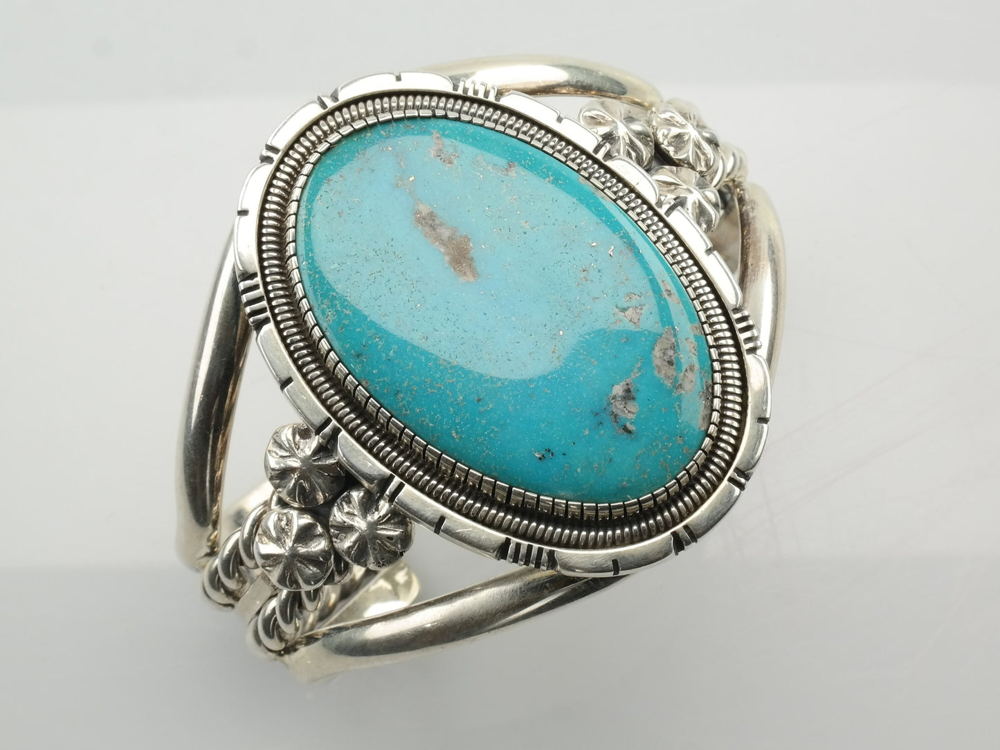 Navajo Billie Wydell Sterling Silver Cuff Bracelet Turquoise