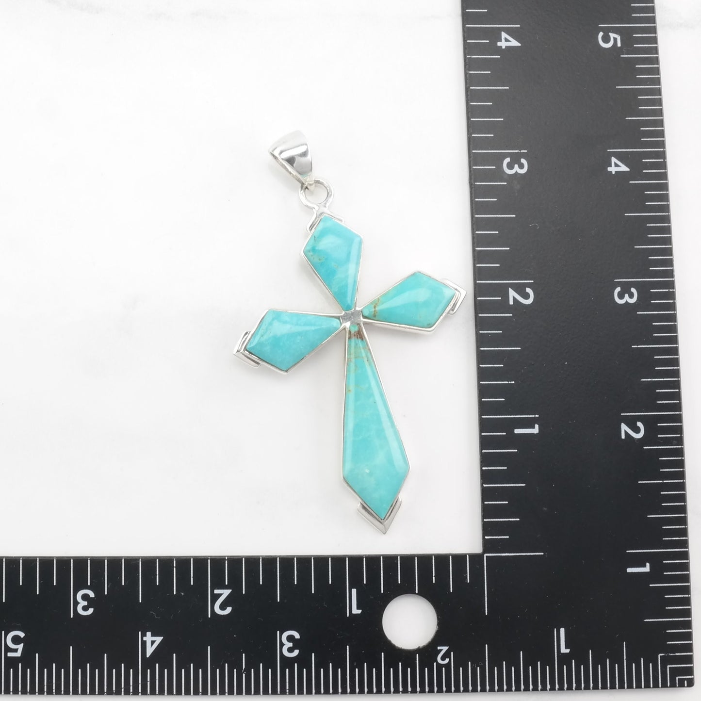 Vintage Turquoise Cross Sterling Silver Pendant