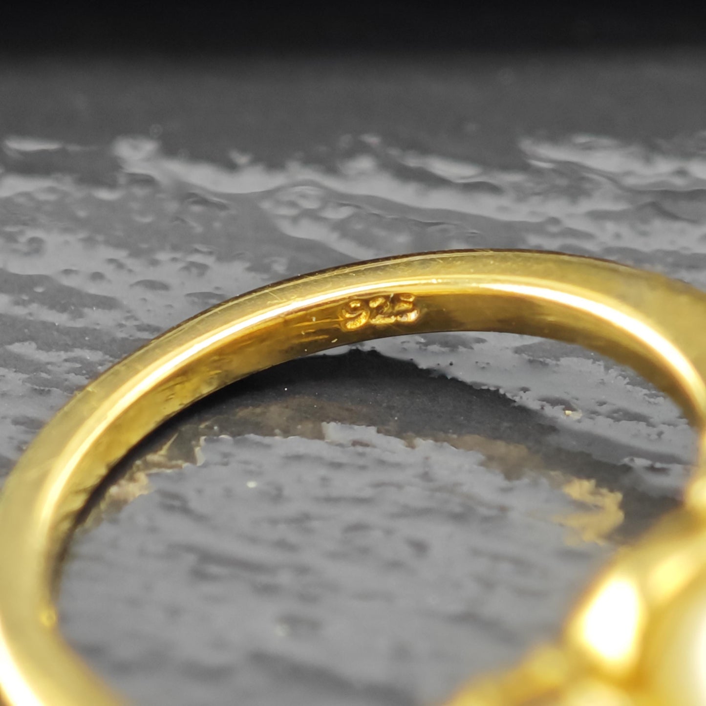 Golden Pearl 14K Gold Plated Ring Sterling Silver Sz 6 R6181