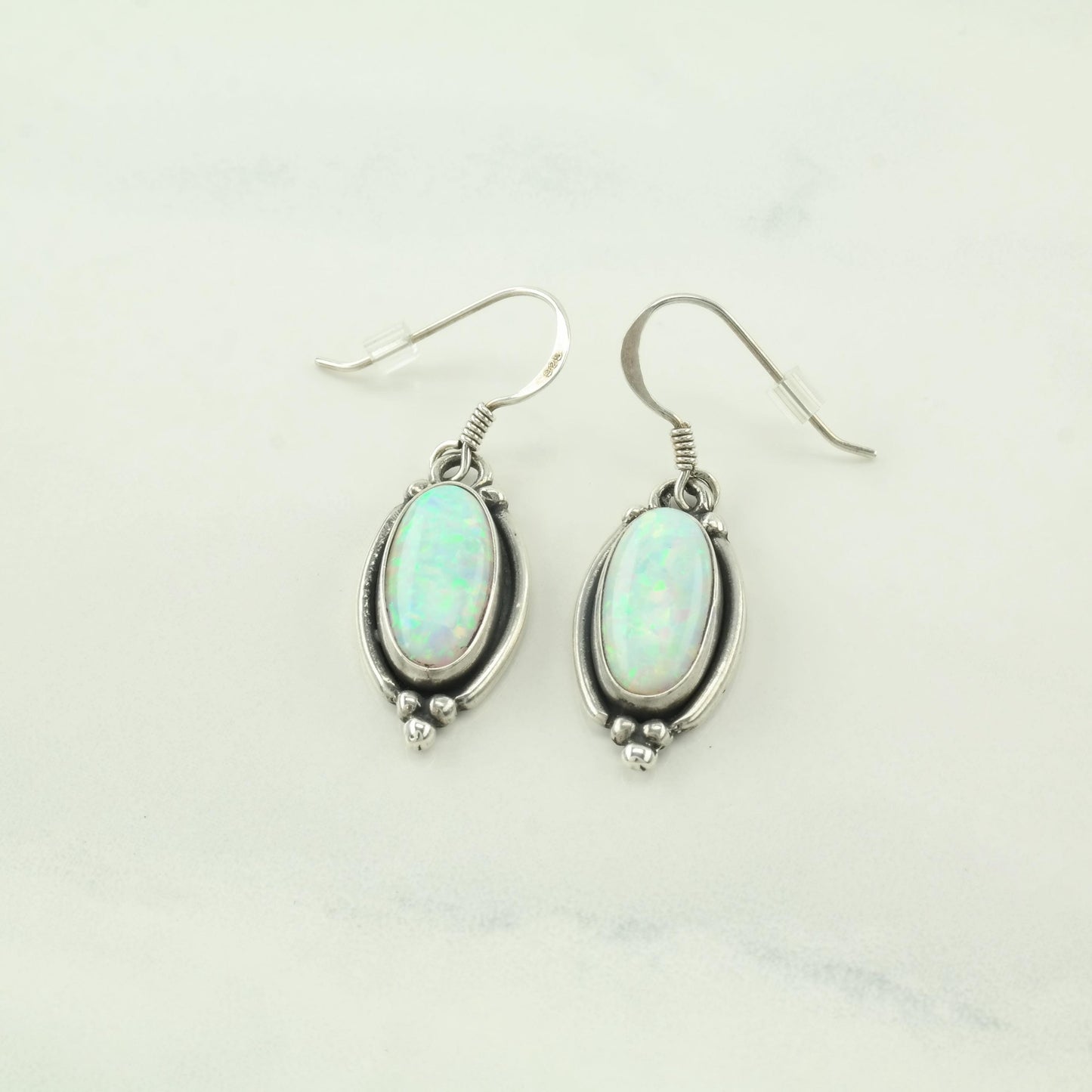 Choice of Vintage Southwest Rainbow, Lab Opal Sterling Silver Fish Hook Earrings