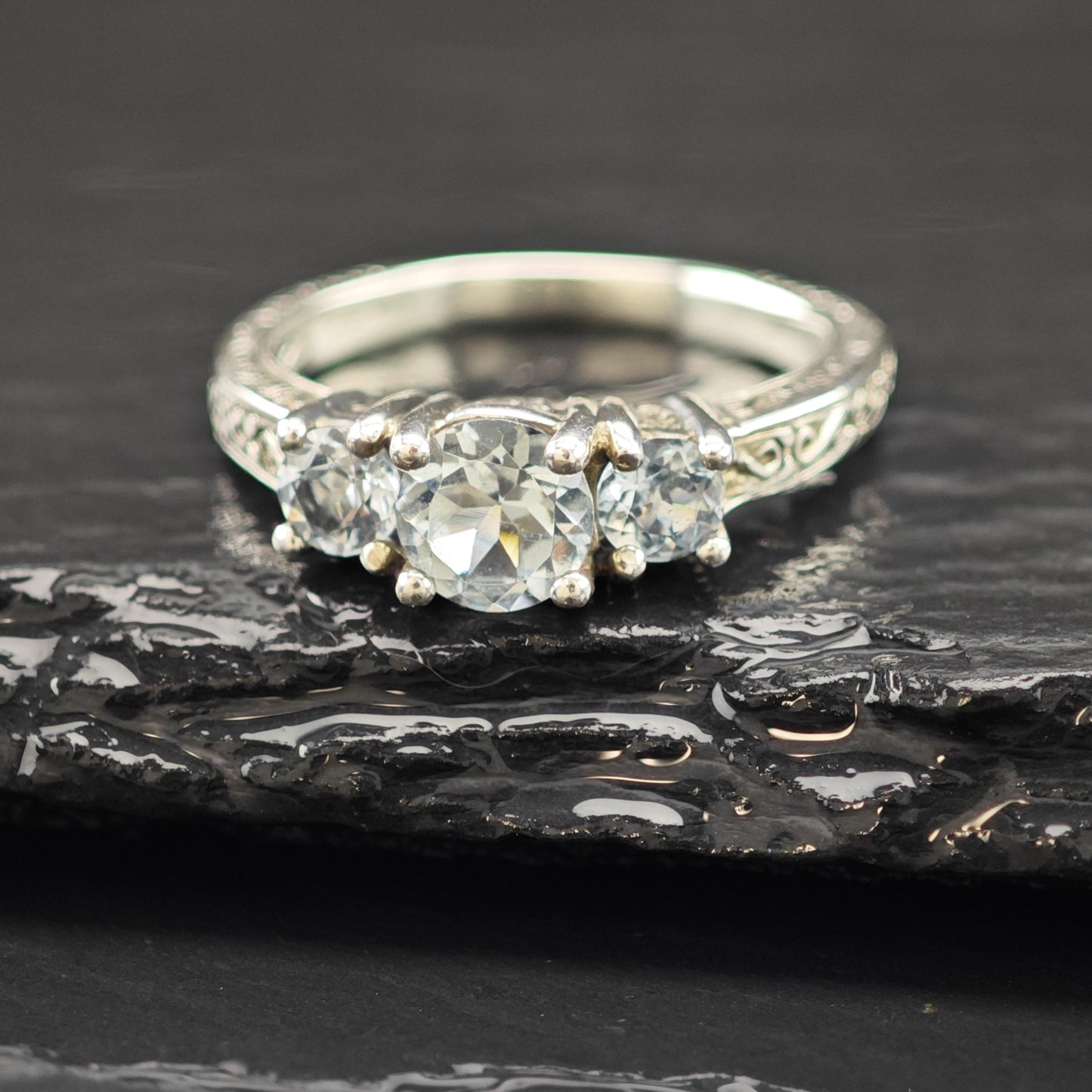 Zircon Statement Ring Sterling Silver Jewelry Size 8