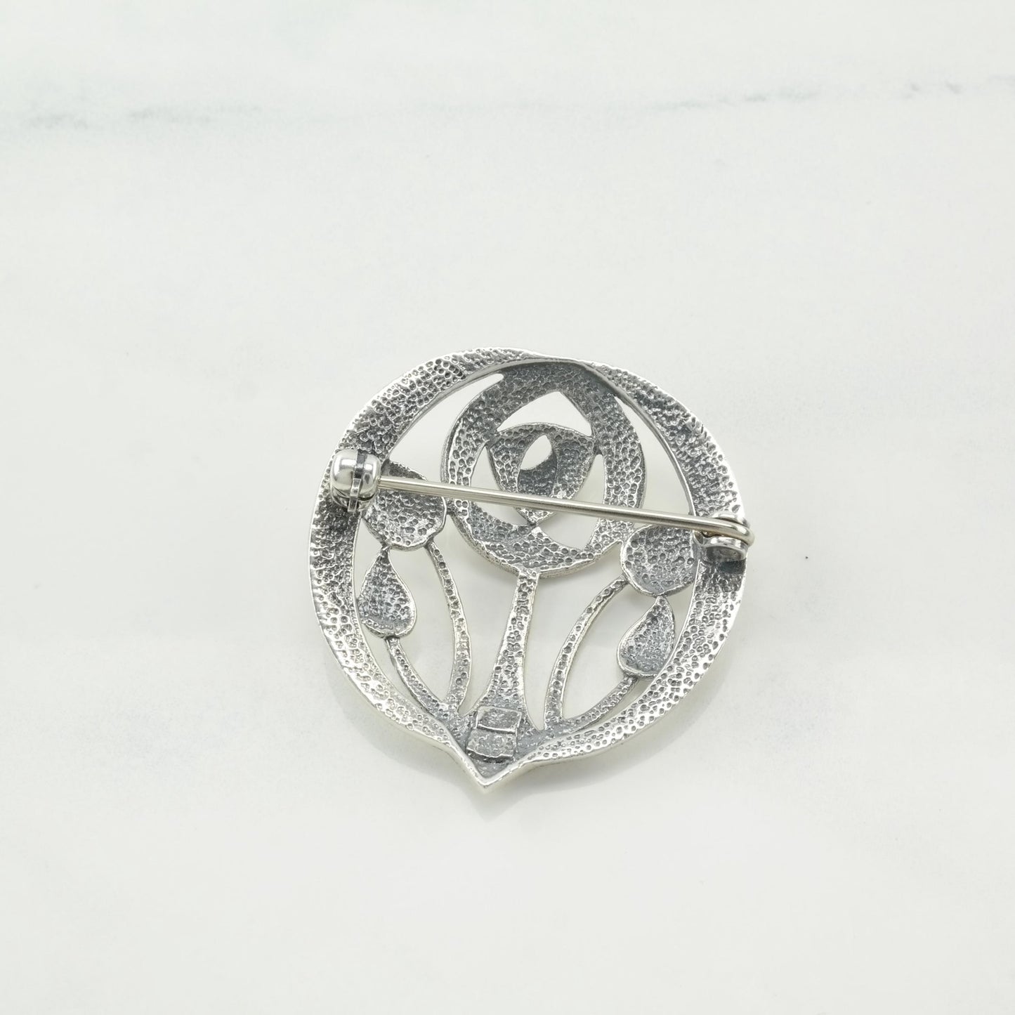 Art Nouveau Style Floral Brooch Sterling Silver