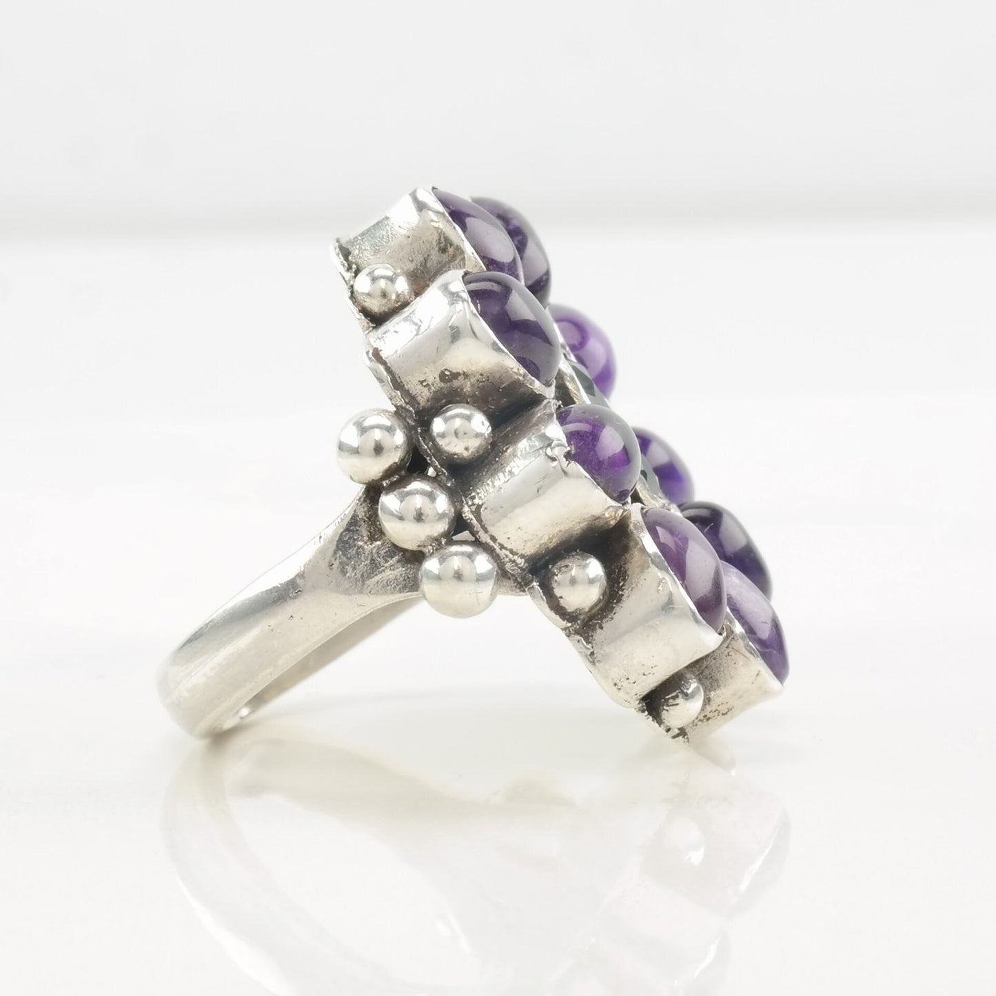 Sterling Silver Ring Amethyst, Topaz Floral Size 6 1/4