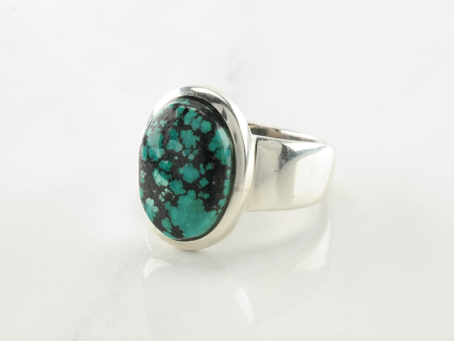 Vintage Southwest Ring Spiderweb Turquoise Sterling Silver Size 8 1/4