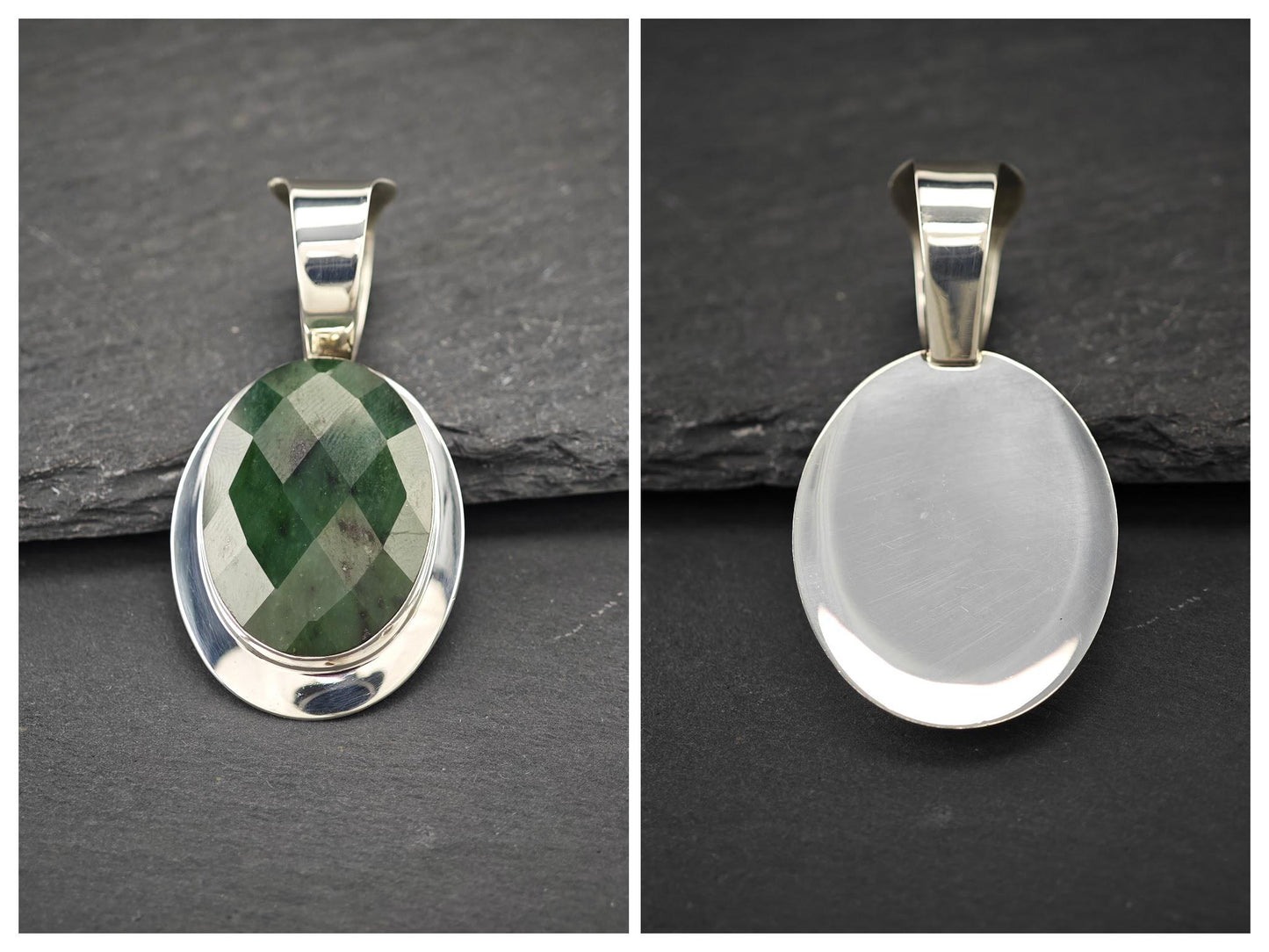Choice of Vintage Green Gemstone Pendants Sterling Silver