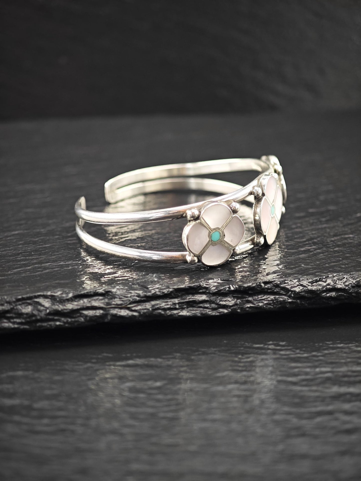Zuni, Native American MOP, Inlay Cuff Bracelet Sterling Silver