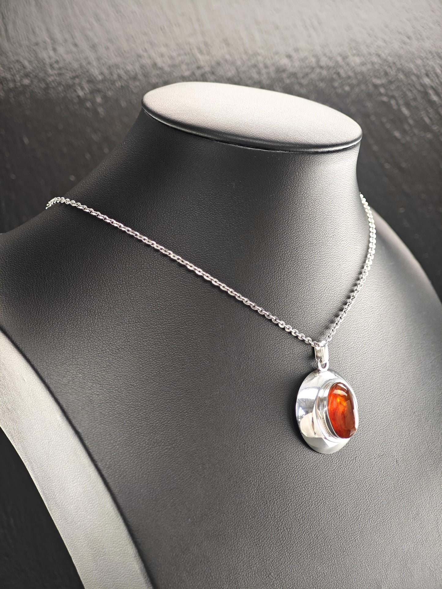 Denmark Amber, Oval Necklace Sterling Silver N2521