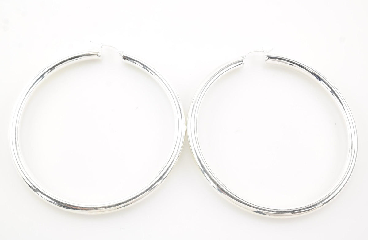 XL Sterling Silver Hoop Earrings: Large Size (2 7/8" Wide)