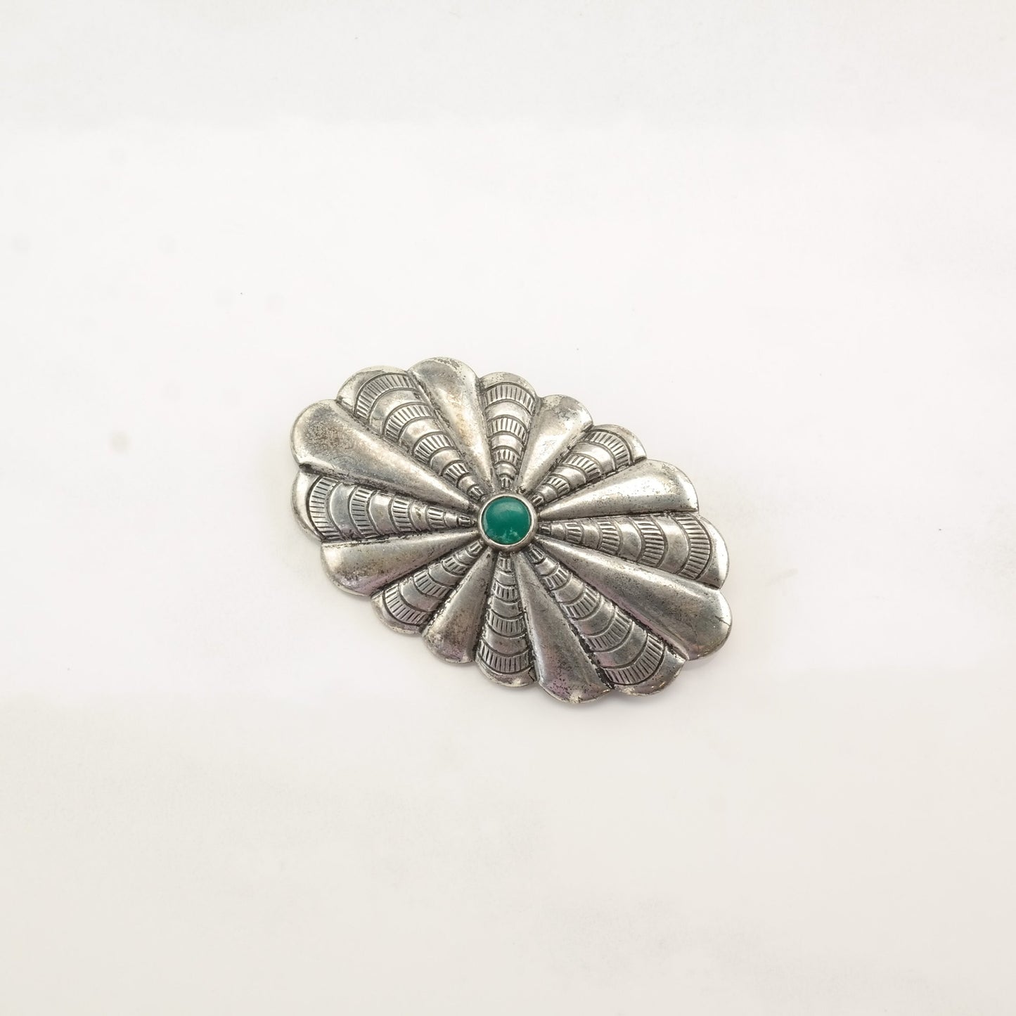 Native American Sterling Silver Brooch Concho Turquoise