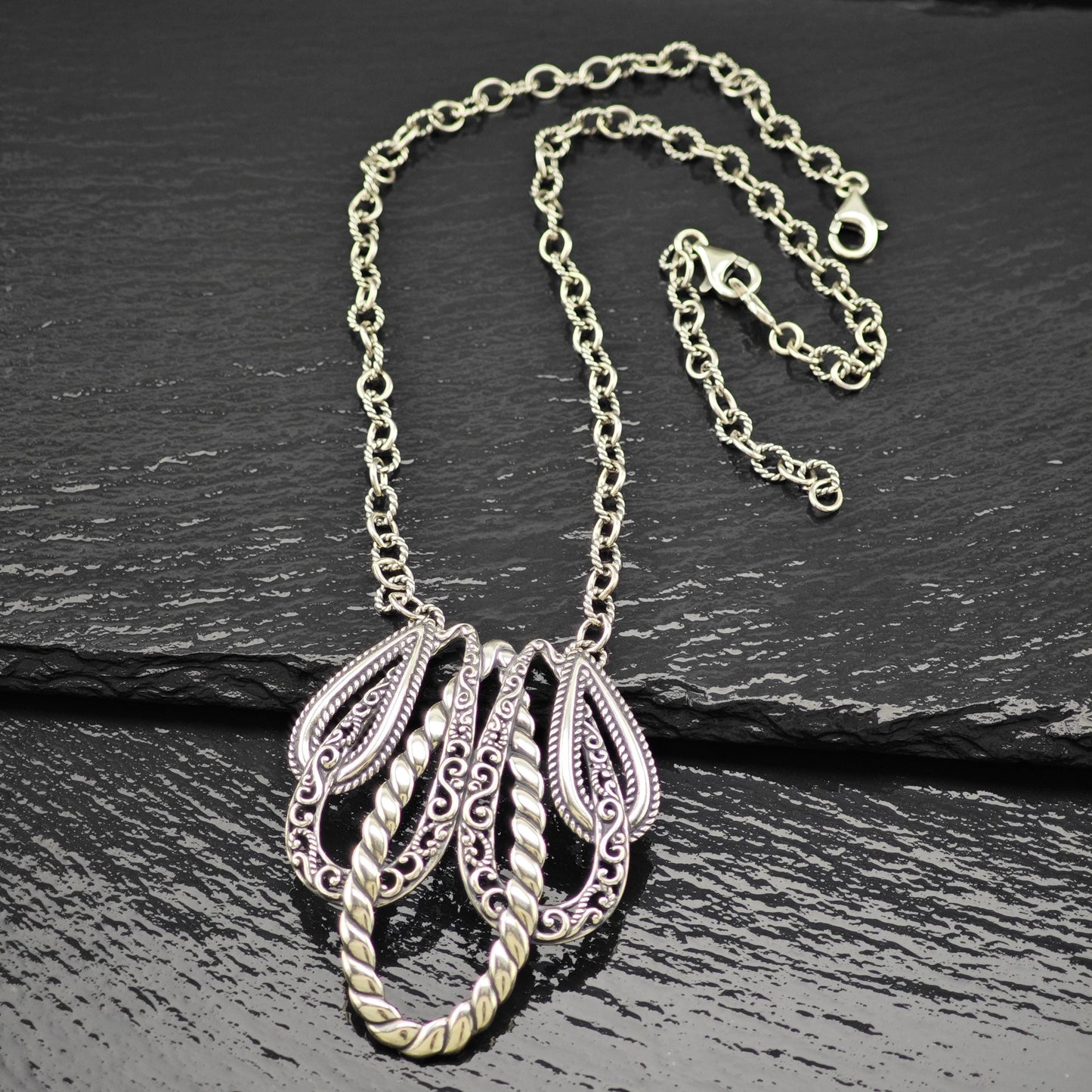 Vintage Carolyn Pollack Lasting Connections Necklace Sterling Silver Adjustable 19 1/2" N2660