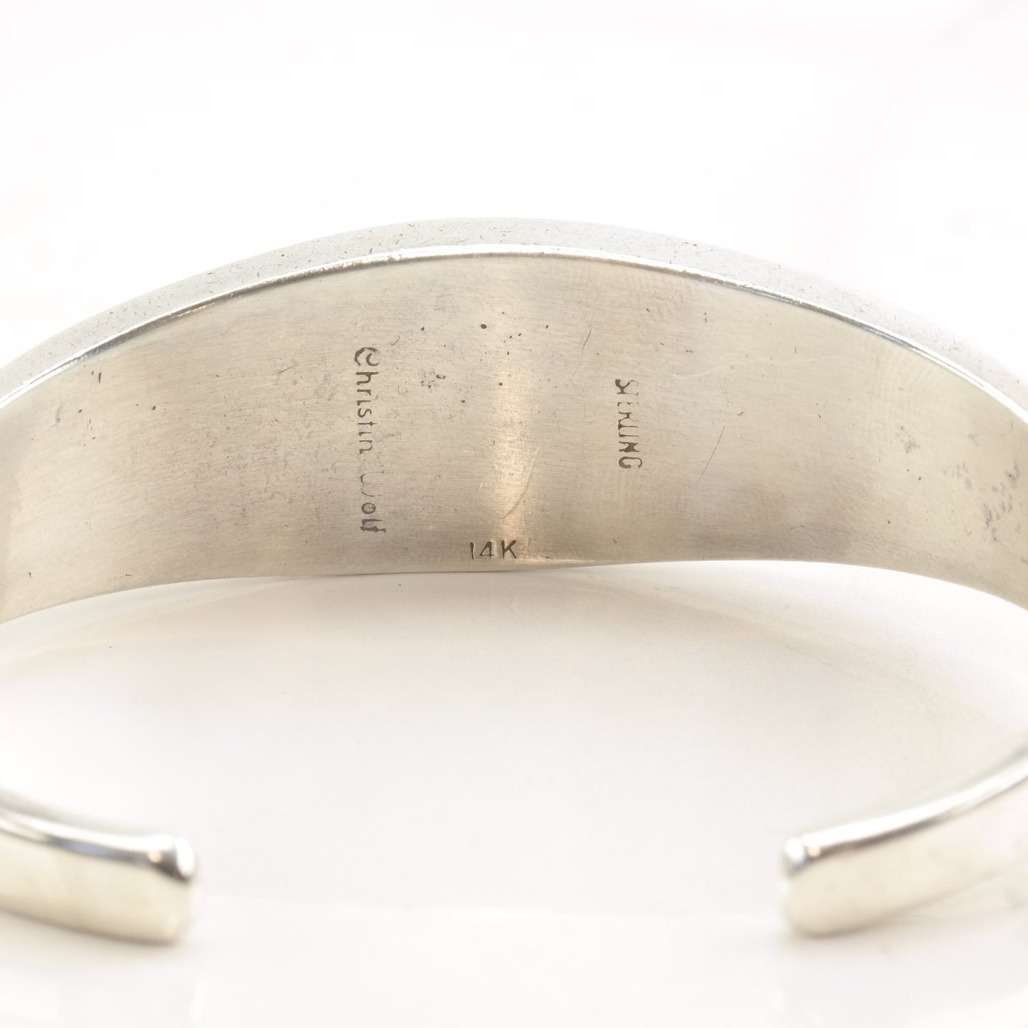 Native American Sterling Silver Cuff Bracelet 14k Gold Accent